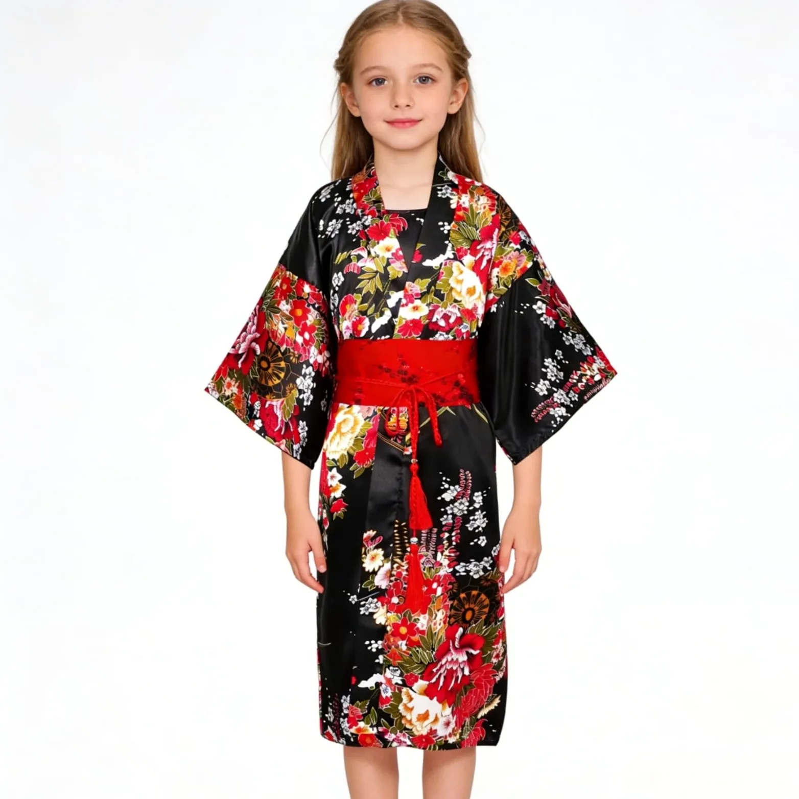Enfants Kimono Robe Japonais, Enfants Costumes Japonais Cosplay Vêtements, Kimono Déguisement, Filles Yukata Peignoir Ensemble avec Accessoire