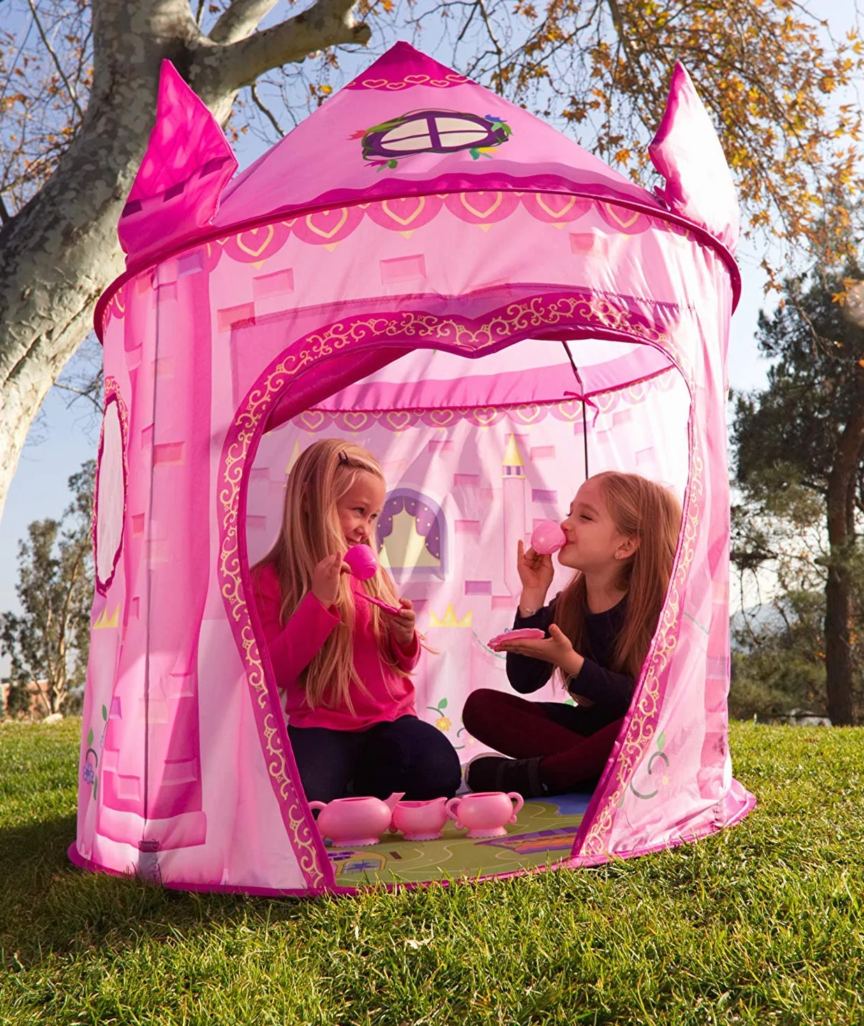 Tente Enfant Rose Château Princesse Maison de Jeu Intérieur Pliable