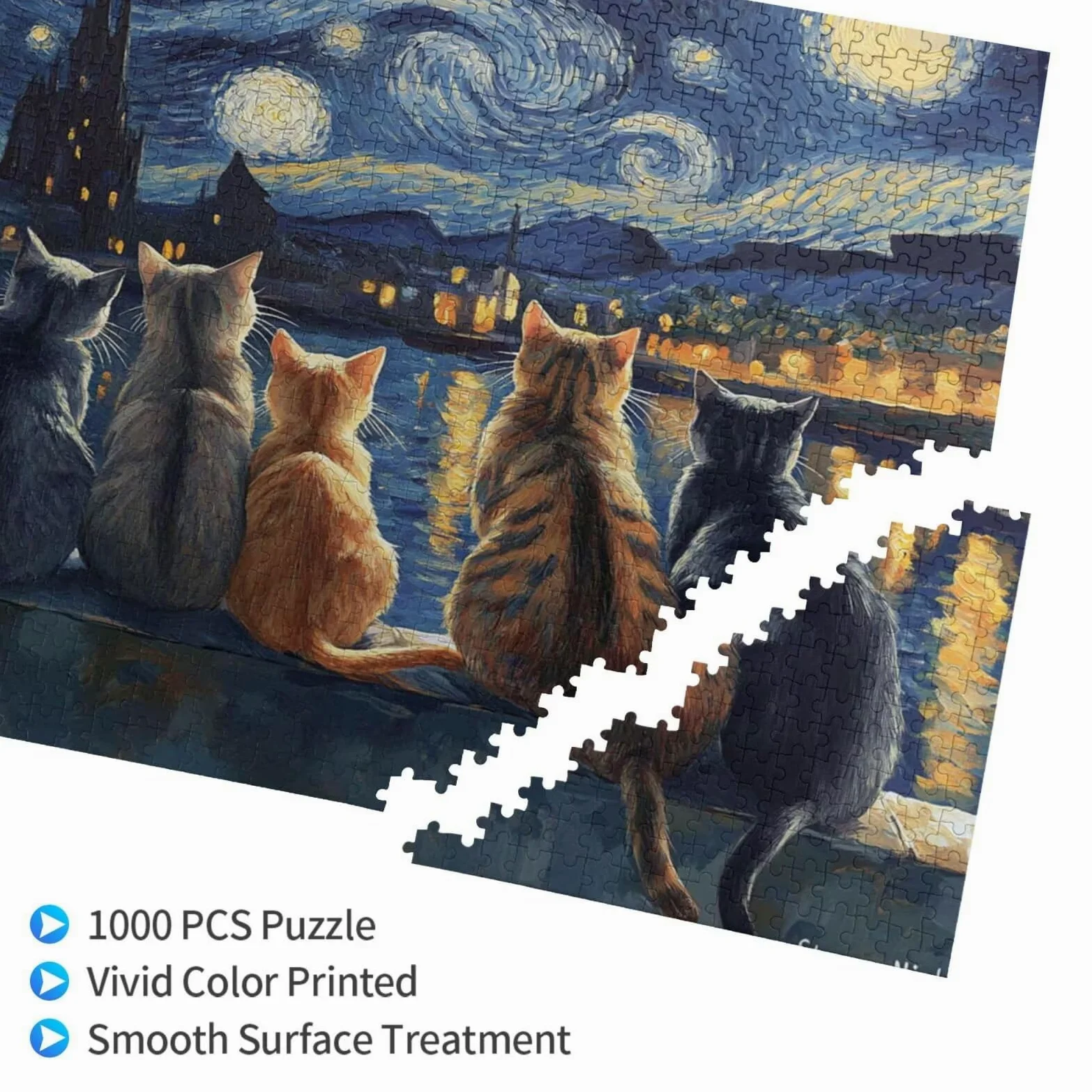 Puzzle 2000 Pièces Adultes Chat 100x70cm Puzzle Adulte 2000 Pièces, Jigsaw Classiques Débutante Jeu de Patience, Décoration de Pâques Unique, Classiques Décoration Intérieure Cadeau Ciel étoilé p-665