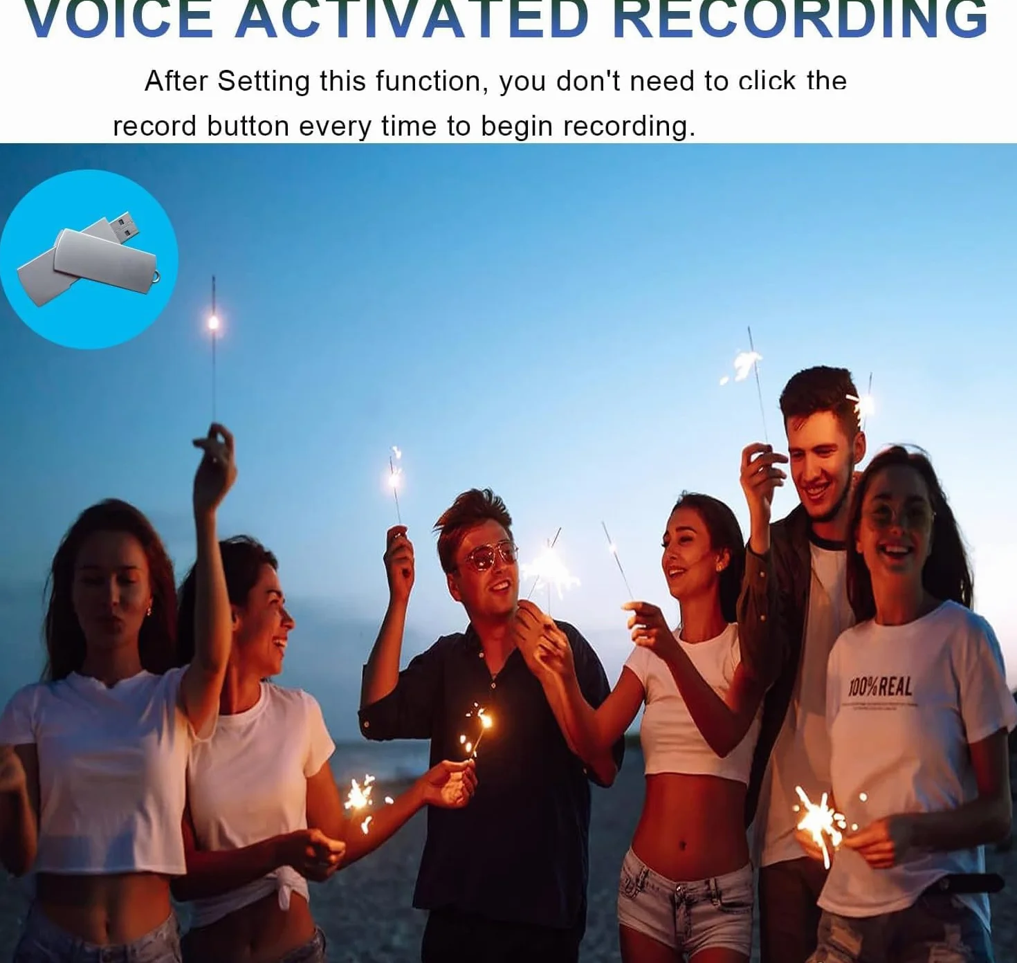 Enregistreur Vocal Clé USB 64G Mini Dictaphone avec Détecteur de Voix pour Conférence