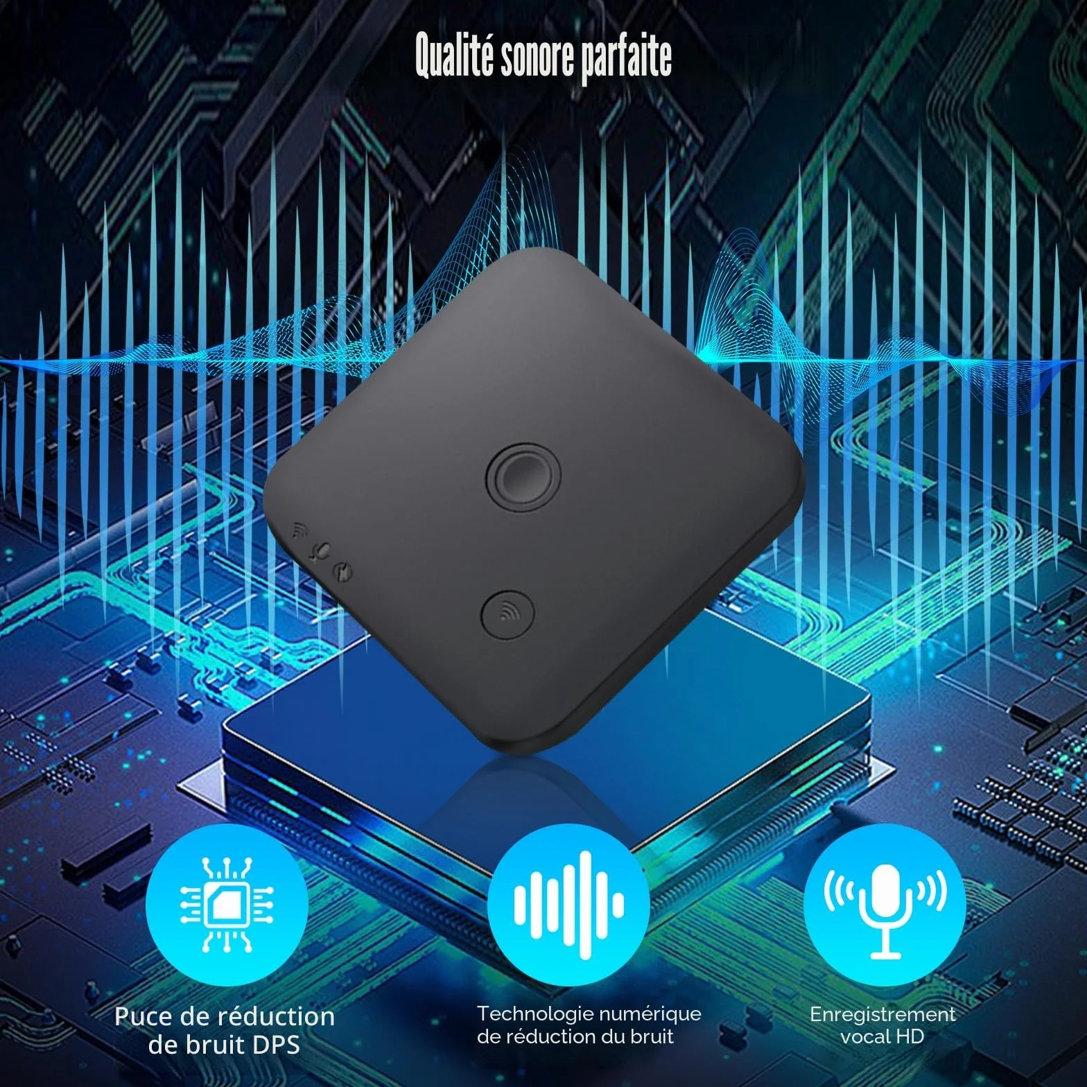 Enregistreur Vocal Numérique IA 64 Go avec ChatGPT 4o, Dictaphone Magnétique pour Transcription 102 Langues, Noir