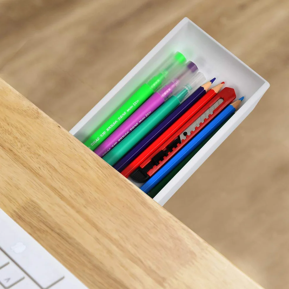 Lot de 2 tiroirs Autocollants sous Bureau Organiseur de Bureau Rangement à Crayons Invisible