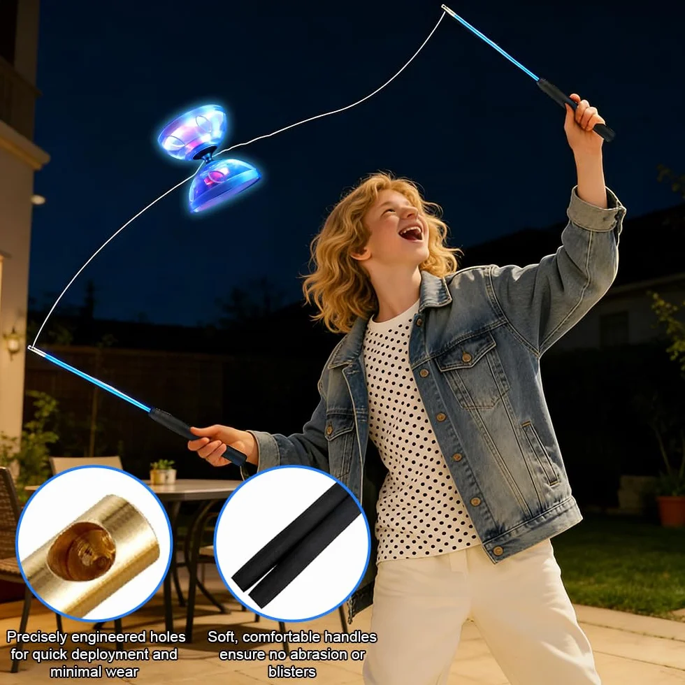 Diabolo LED 4,5 mm triple roulement à billes Set de jonglage avec balles