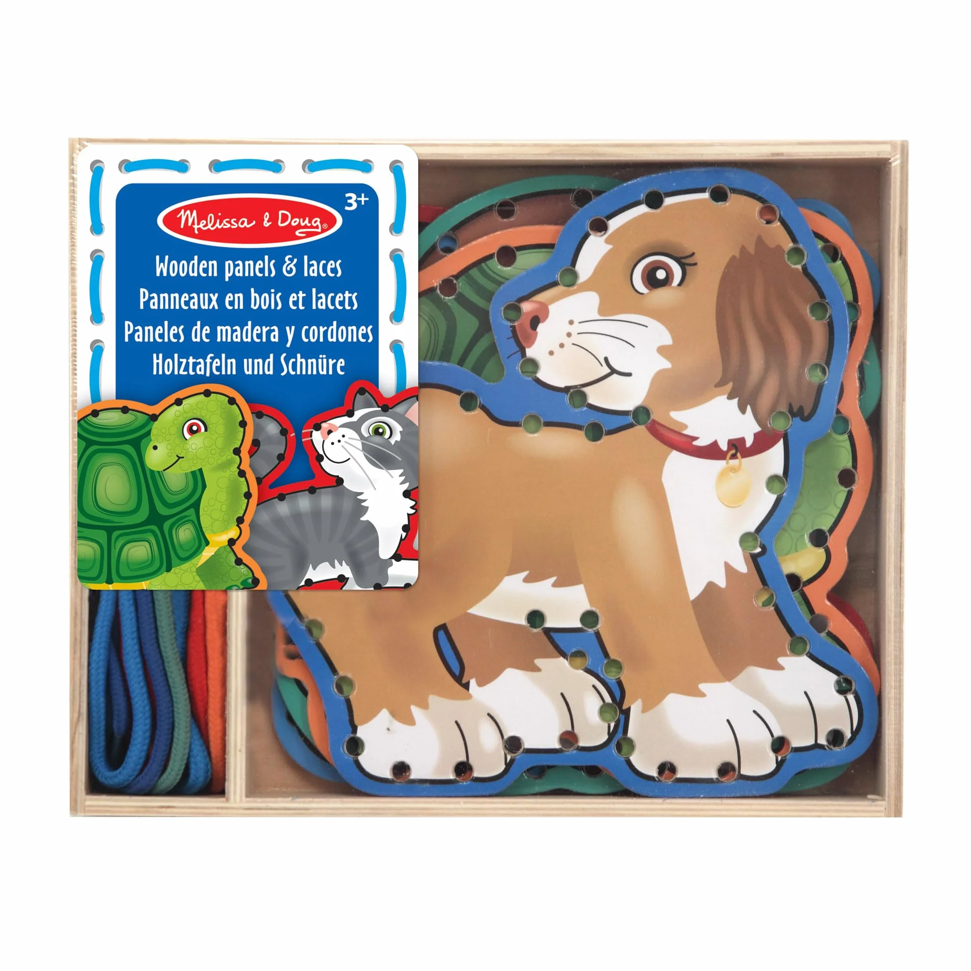 Melissa & Doug Kit Activités Animaux en Bois avec Lacets Jouet Enfant 3 Ans+