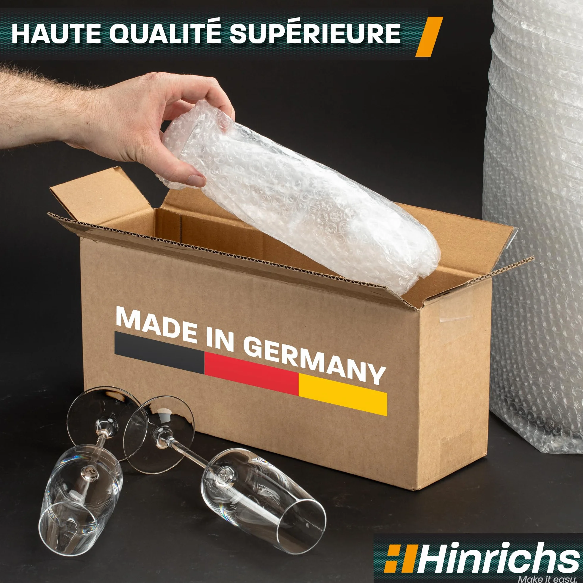 Hinrichs Rouleau de Papier Bulle 10m x 40cm Emballage Déménagement Recyclable
