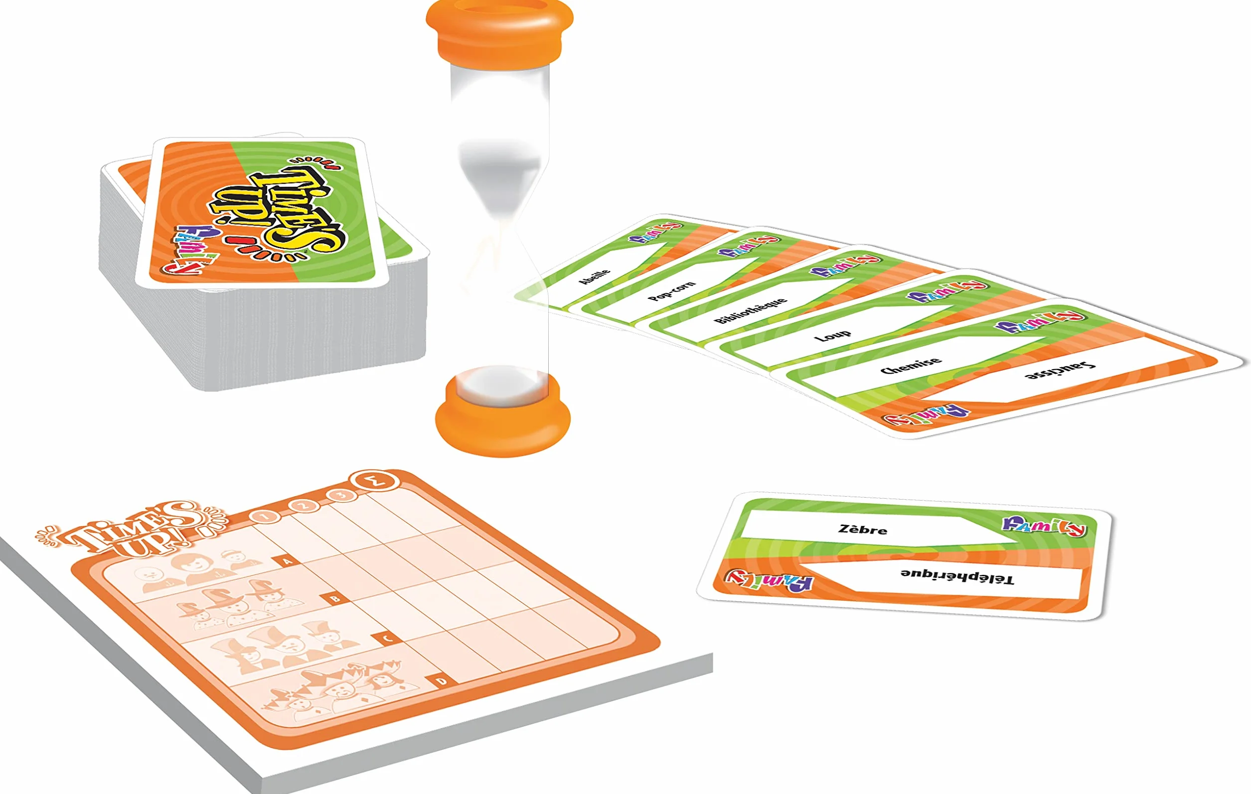 Asmodee Time's UP! Family Version Verte Jeu d'Ambiance en Equipe dès 8 Ans - Jeu de Société Enfants Rapidité Cartes à Deviner 4-12 Joueurs 30 Min Français