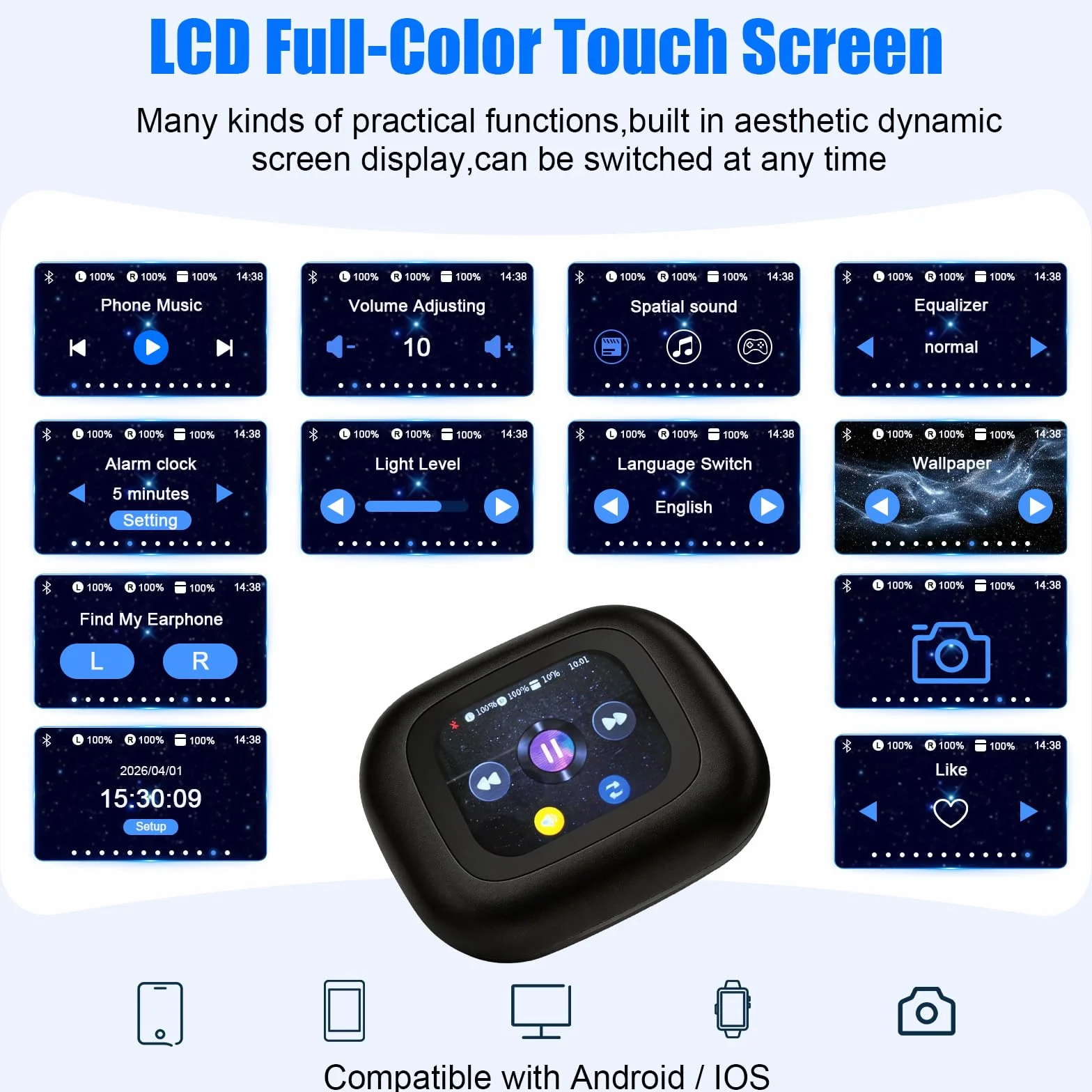 AI Ecouteur Traducteur Instantané 4 en 1 Temps Réel Traducteur Écouteurs 164 Langues 8 Modes Bluetooth 6.0 Écran LED