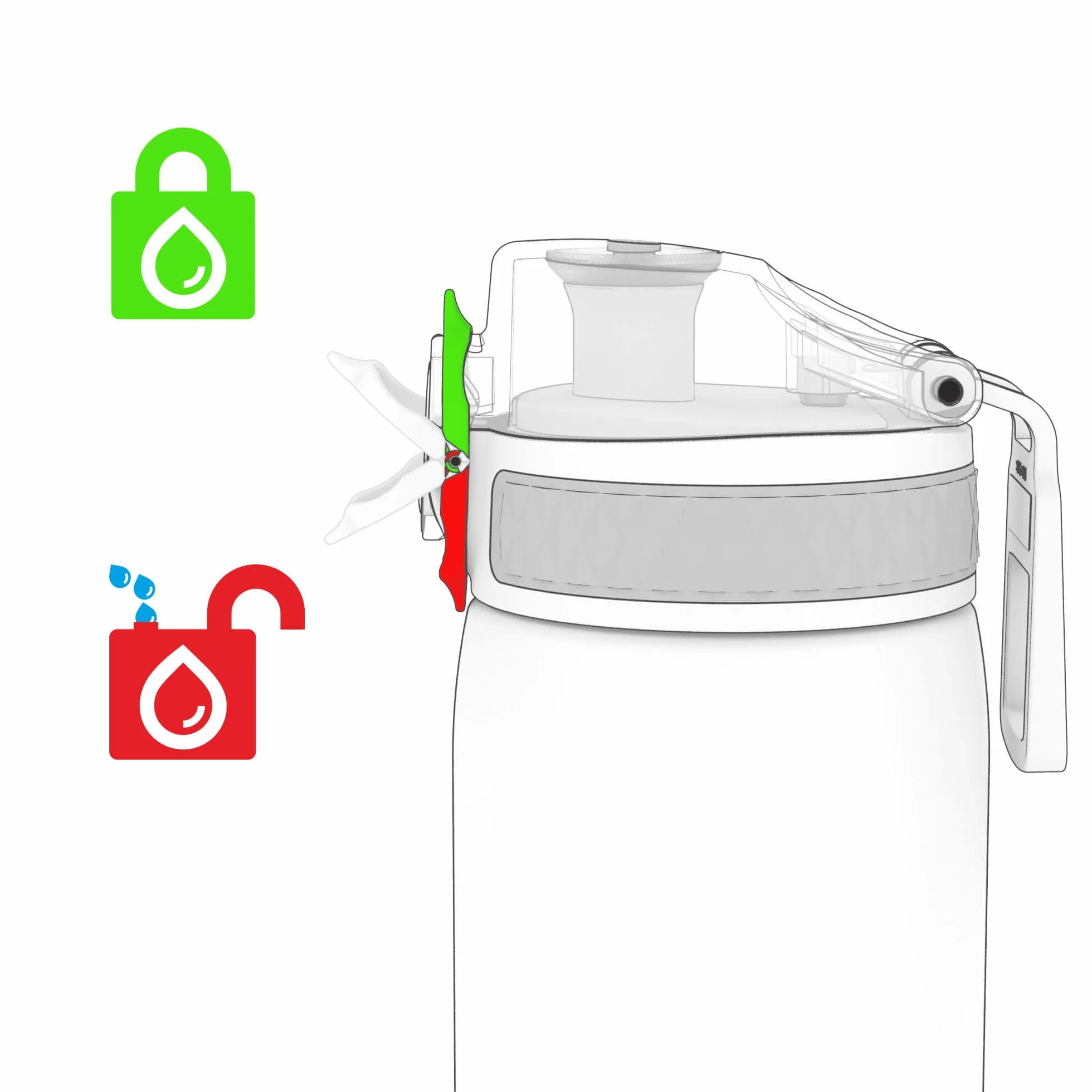 Ion8 Gourde Enfant 350ml Anti-Fuite Verrouillage Sécurisé Sans BPA Bleu Marine