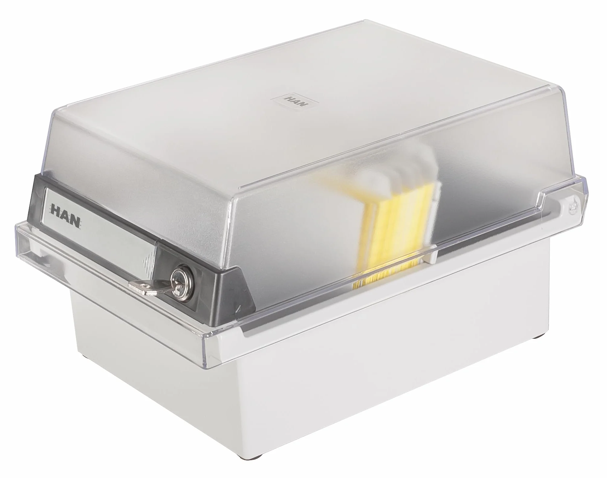 HAN 966-S-631 Boîte à fiches Collection spéciale A6 horiz pour 800 fiches avec serrure gris clair translucide