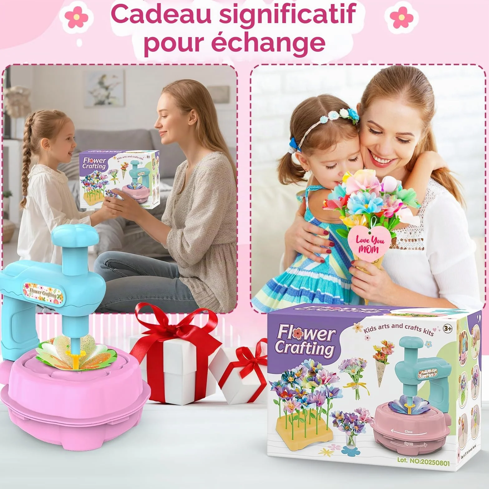 Mieryd Kit de Fabrication de Fleurs Tissu, Jeux Educatif DIY Flower Making Bouquet pour Fille 3-10 Ans