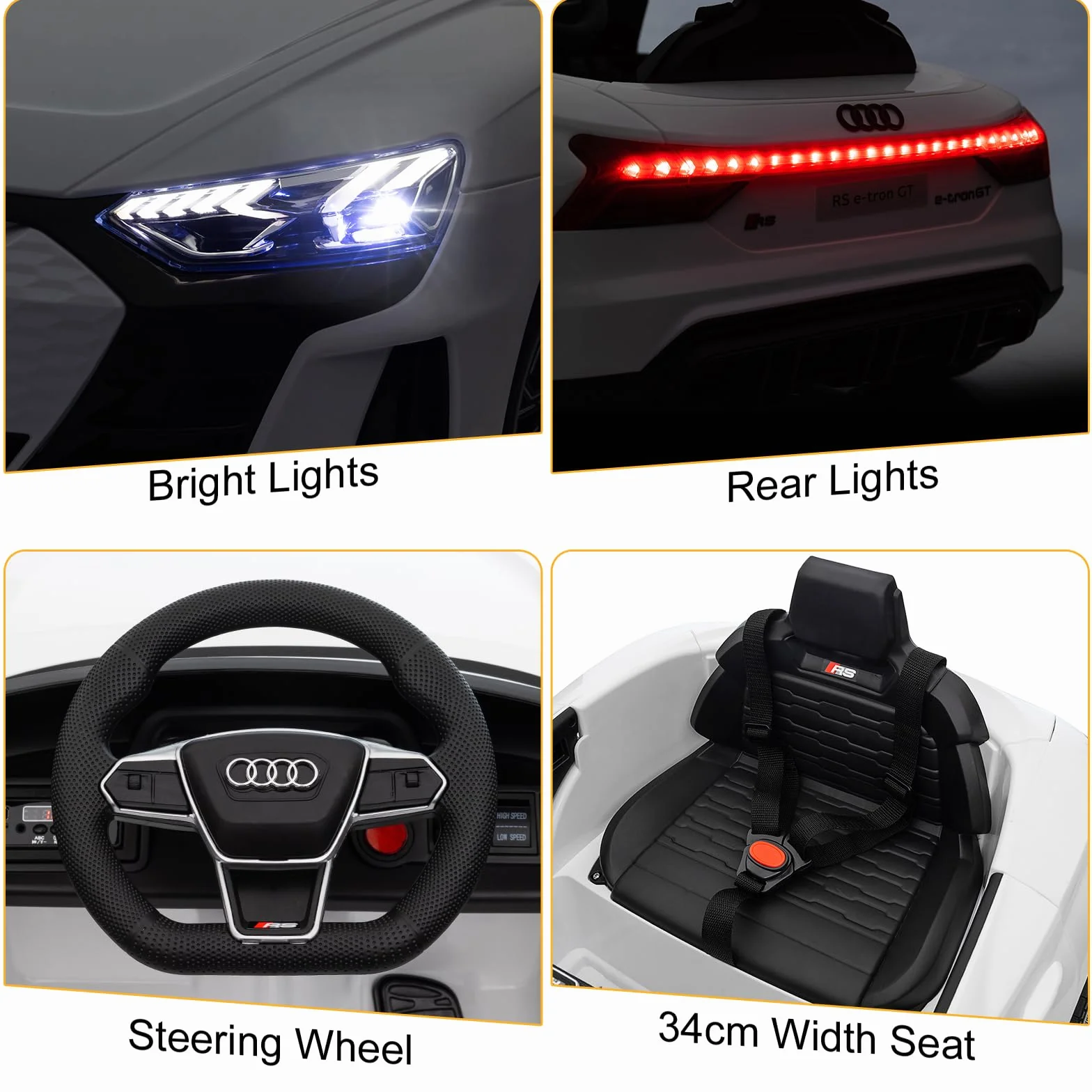 Audi Voiture Électrique Enfant 12V 2 Portes avec Télécommande 2.4G MP3 Blanc
