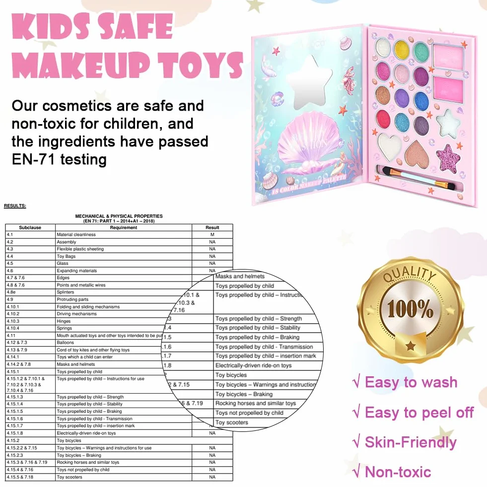 Aomig Coffret Maquillage Enfant Jouet Filles, Kit de Maquillage Enfant Lavable Non Toxique 12 Pièces