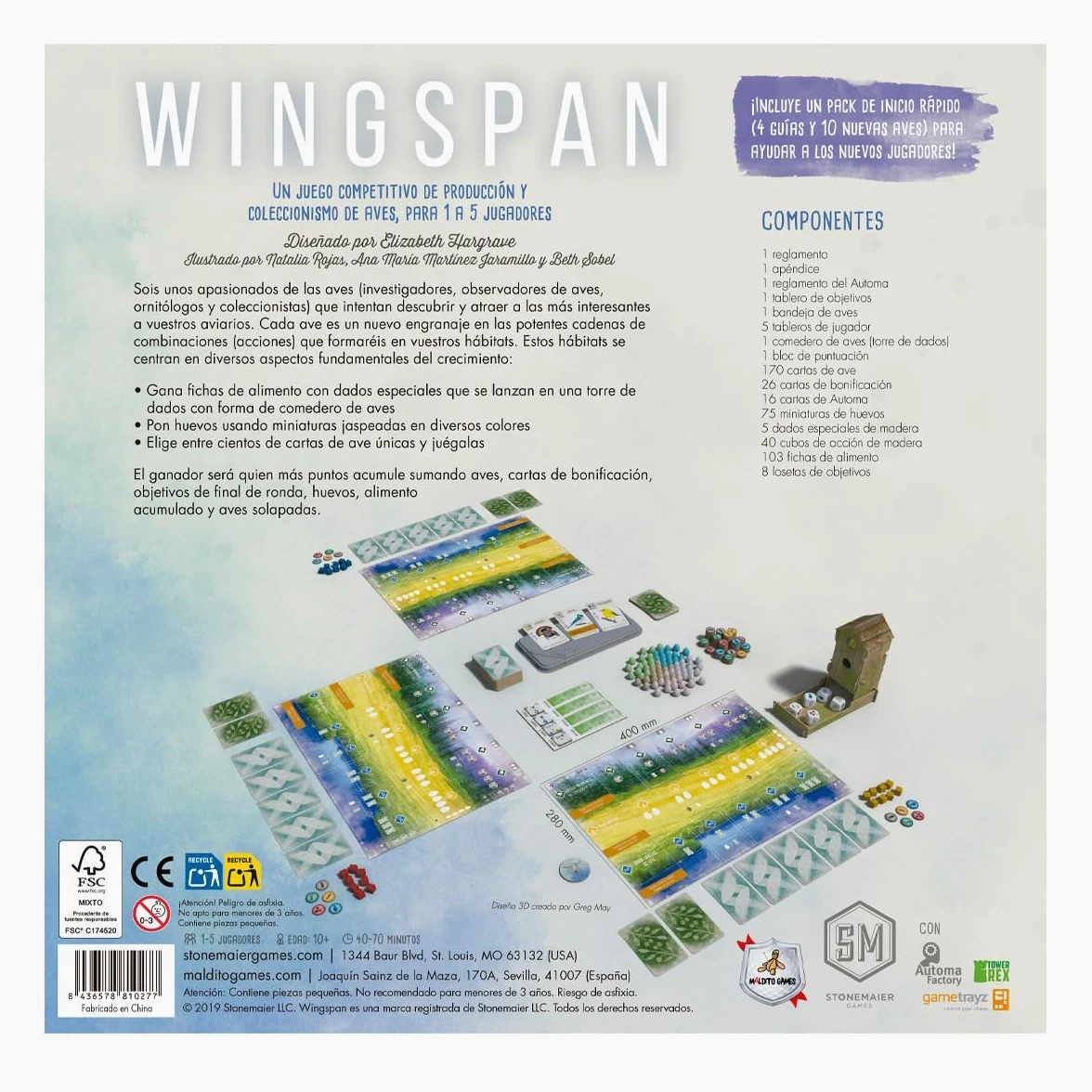 Maldito Games Wingspan - Jeu de société Oiseaux et Ornithologie, Cartes stratégiques pour familles et Joueurs, 1 Heure, Science et Nature (MLDG266192)