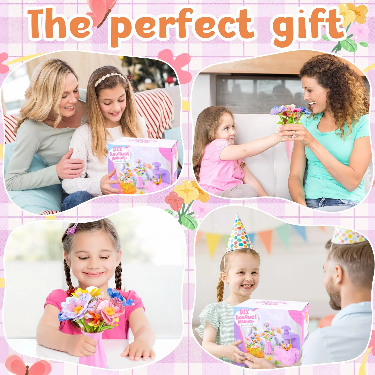 YUTUY Kit Bricolage Floral Enfant avec Machine à Fleurs et Vase, Jouet Fleurs Fille 3-9 Ans