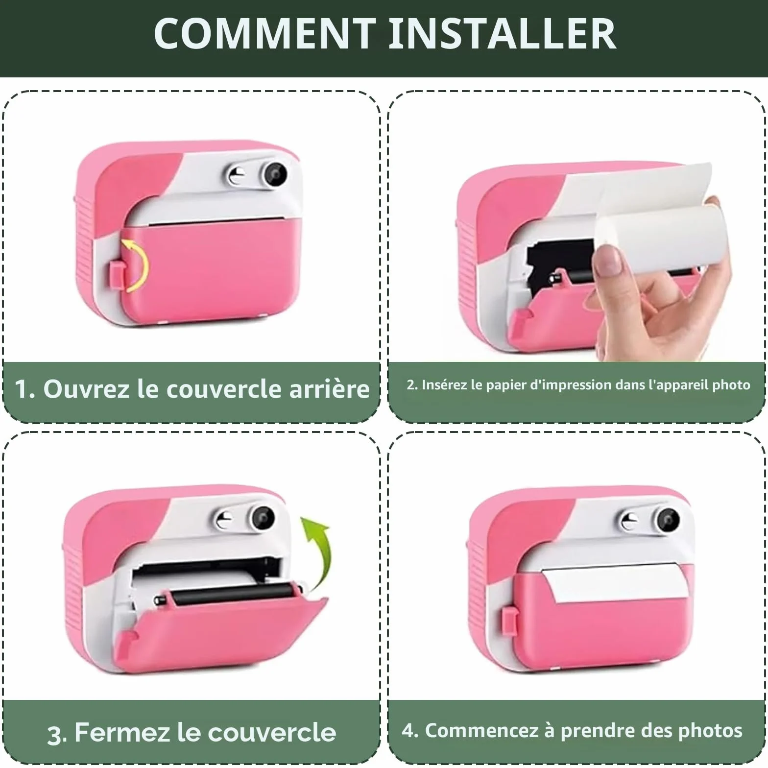 Papier Thermique pour Mini Imprimante, Lot de 10 Rouleaux Autocollants