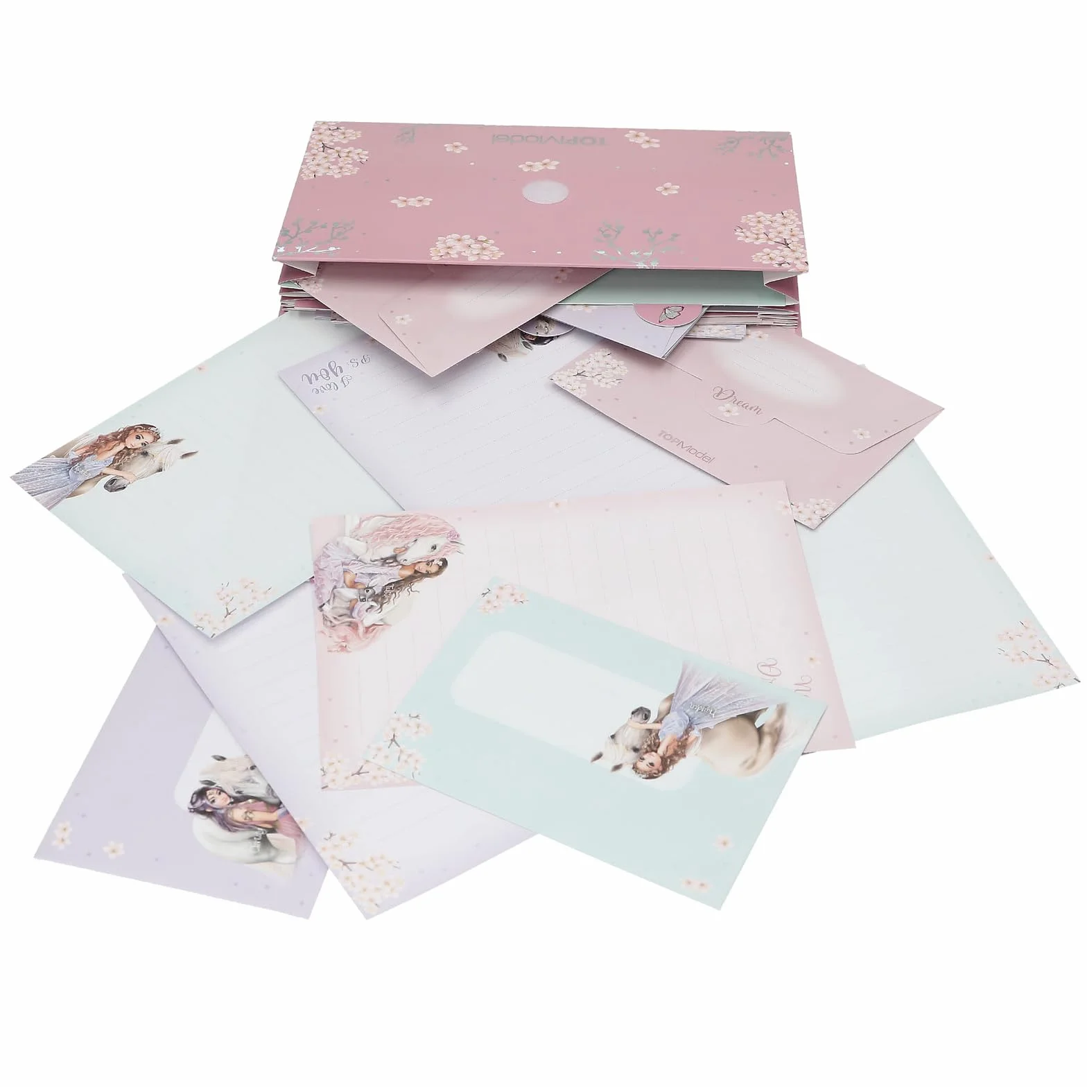 Depesche TOPModel Viva Violet Set de Papier à Lettres avec Motif Cheval et Fleurs