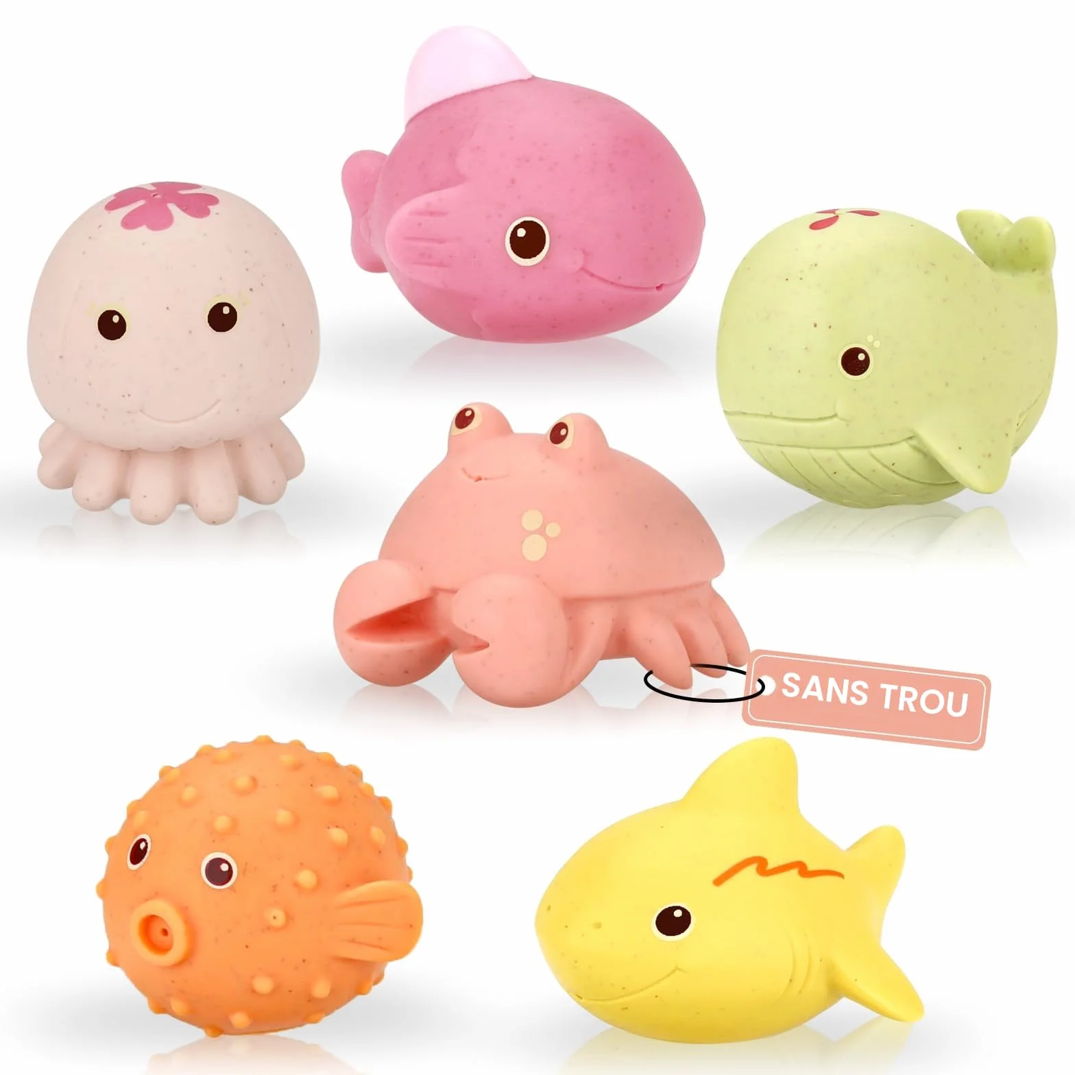 Jouets de Bain Bébé Anti-moisissures Lot de 6 sans Trous Coordinación œil-Main