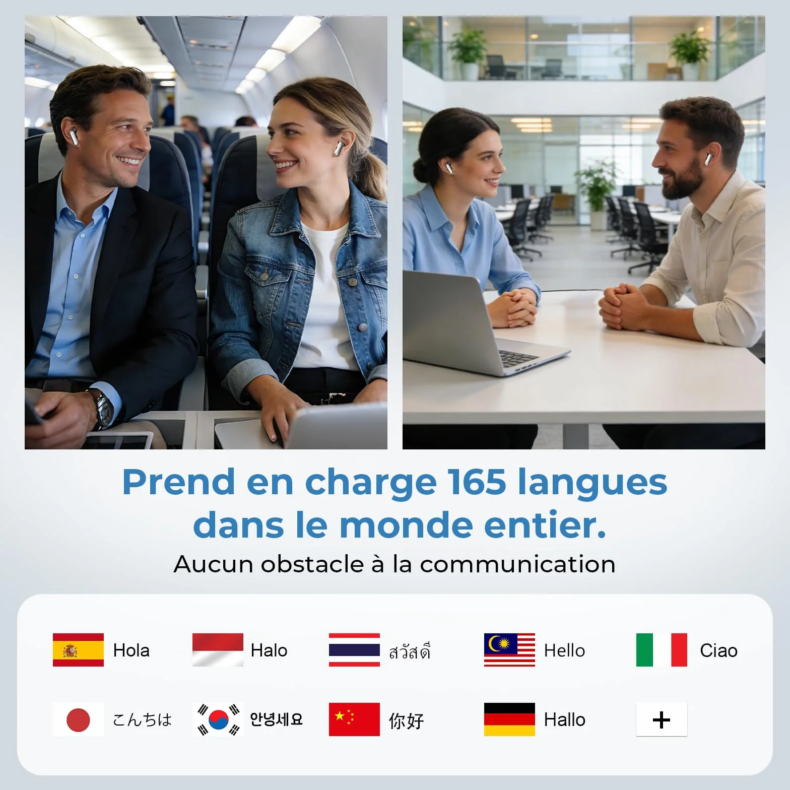 Écouteur Traducteur Instantané 165 Langues 11 Modes Bluetooth 6.0 48H Autonomie Écran Tactile LED
