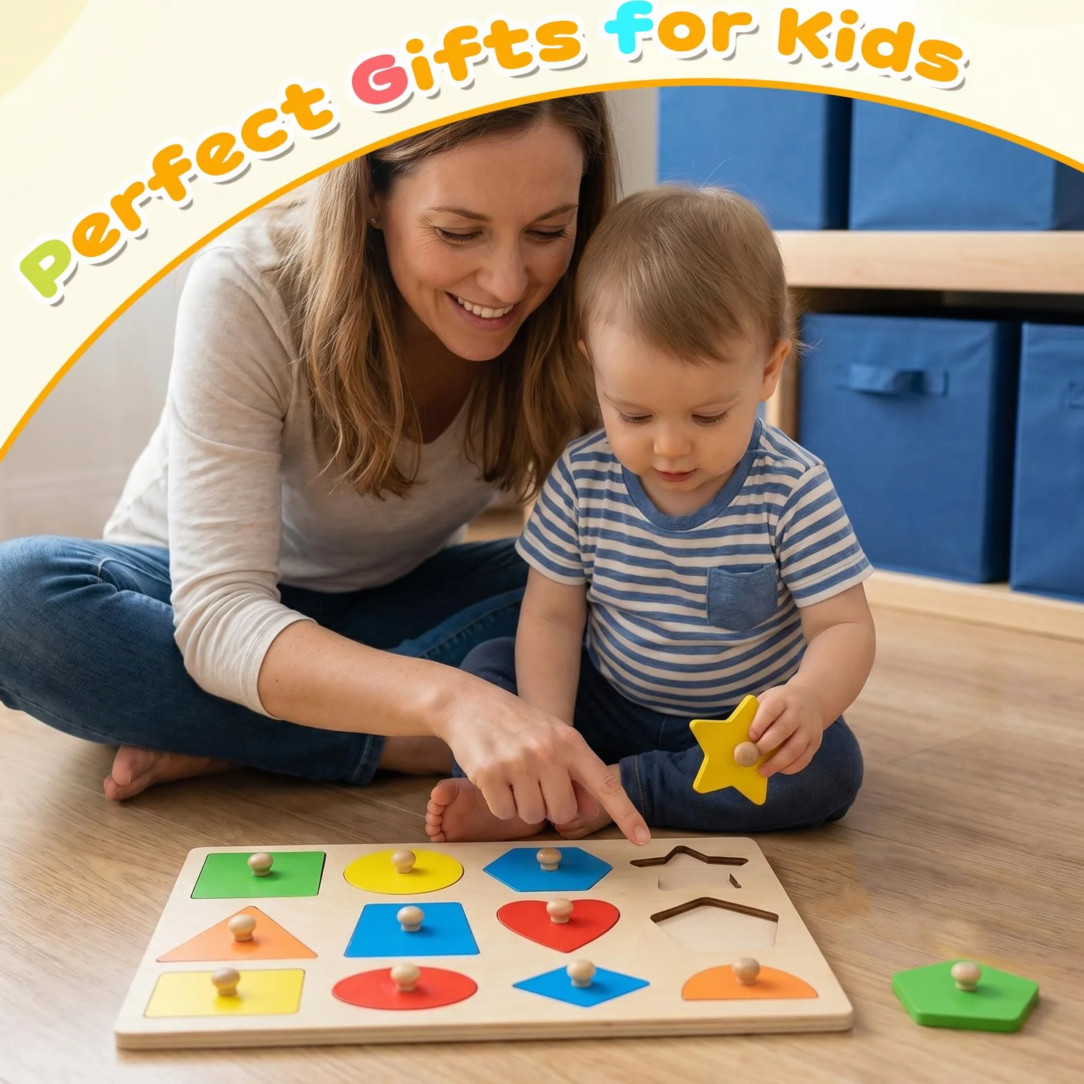 Puzzle en Bois Montessori pour Enfants 1-3 Ans Magnétique Formes à Encastrer Jouet Éducatif