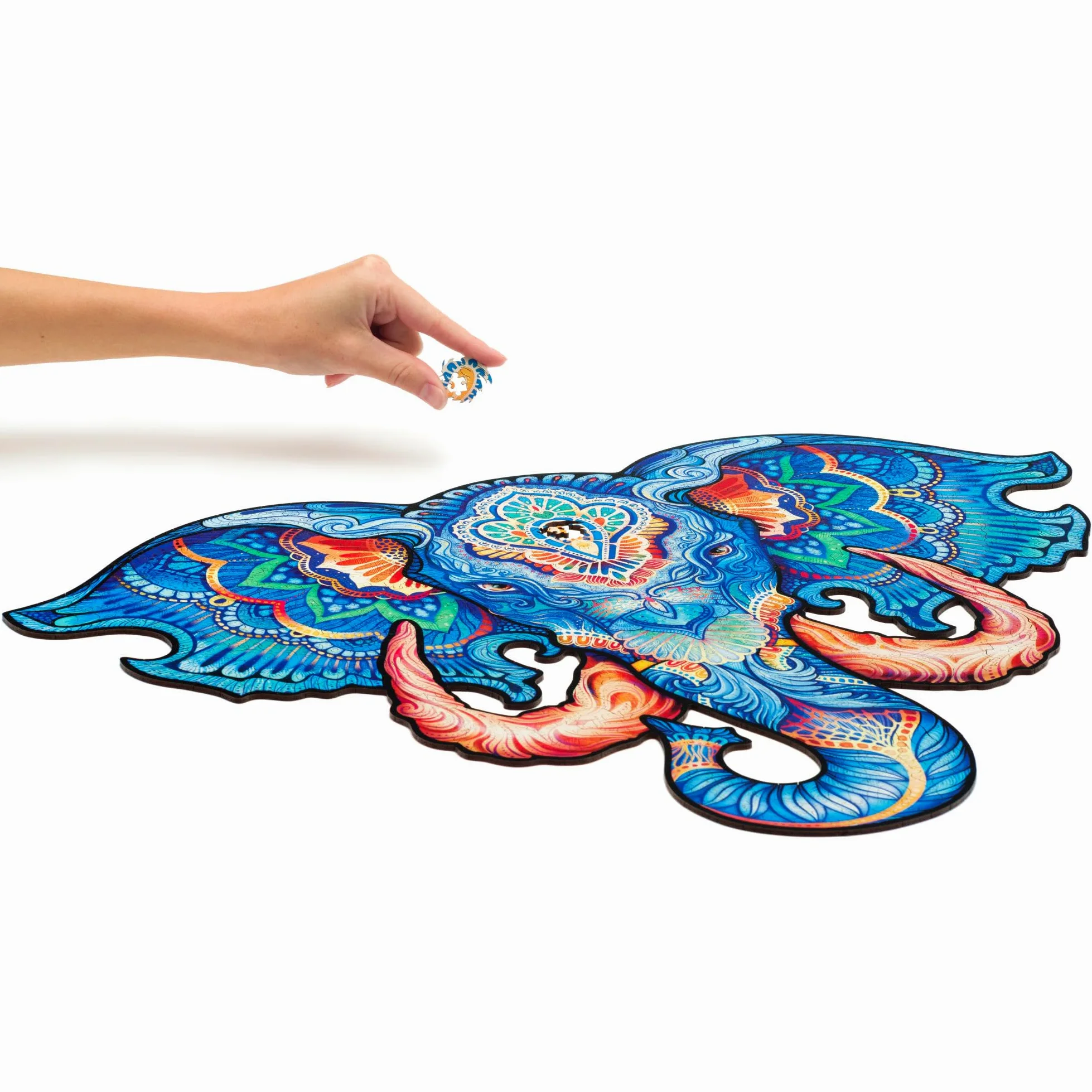 UNIDRAGON Puzzle en Bois - Eternal Elephant Jigsaw Puzzle - 700 pcs | Royal Size 62.0 x 47.0 cm - Pièces de Forme Unique - Bois Découpé au Laser - Coffret Cadeau en Bois - Puzzle pour Adultes