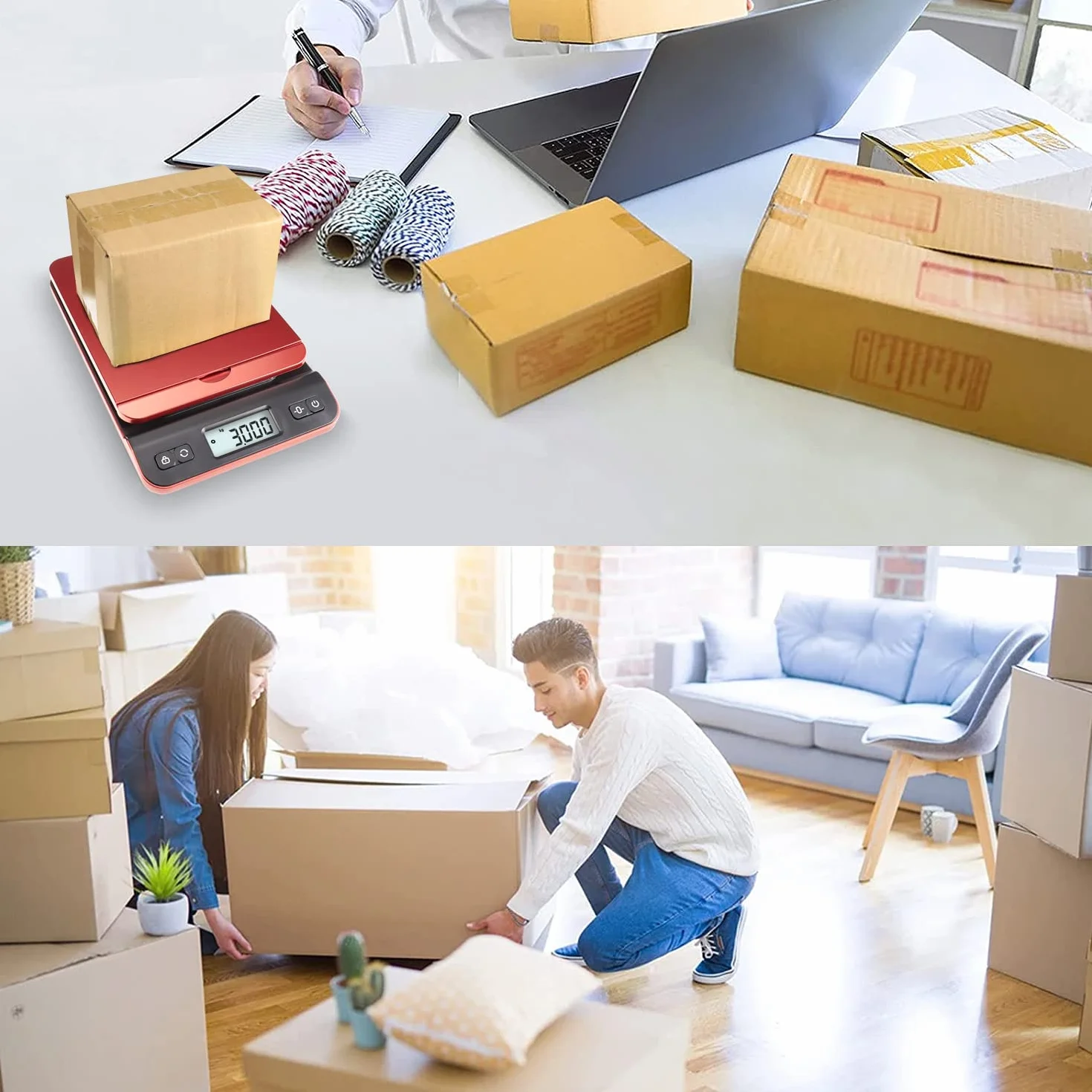 UNIWEIGH Balance postale 39kg/86lb Pèse colis avec tare USB Rouge