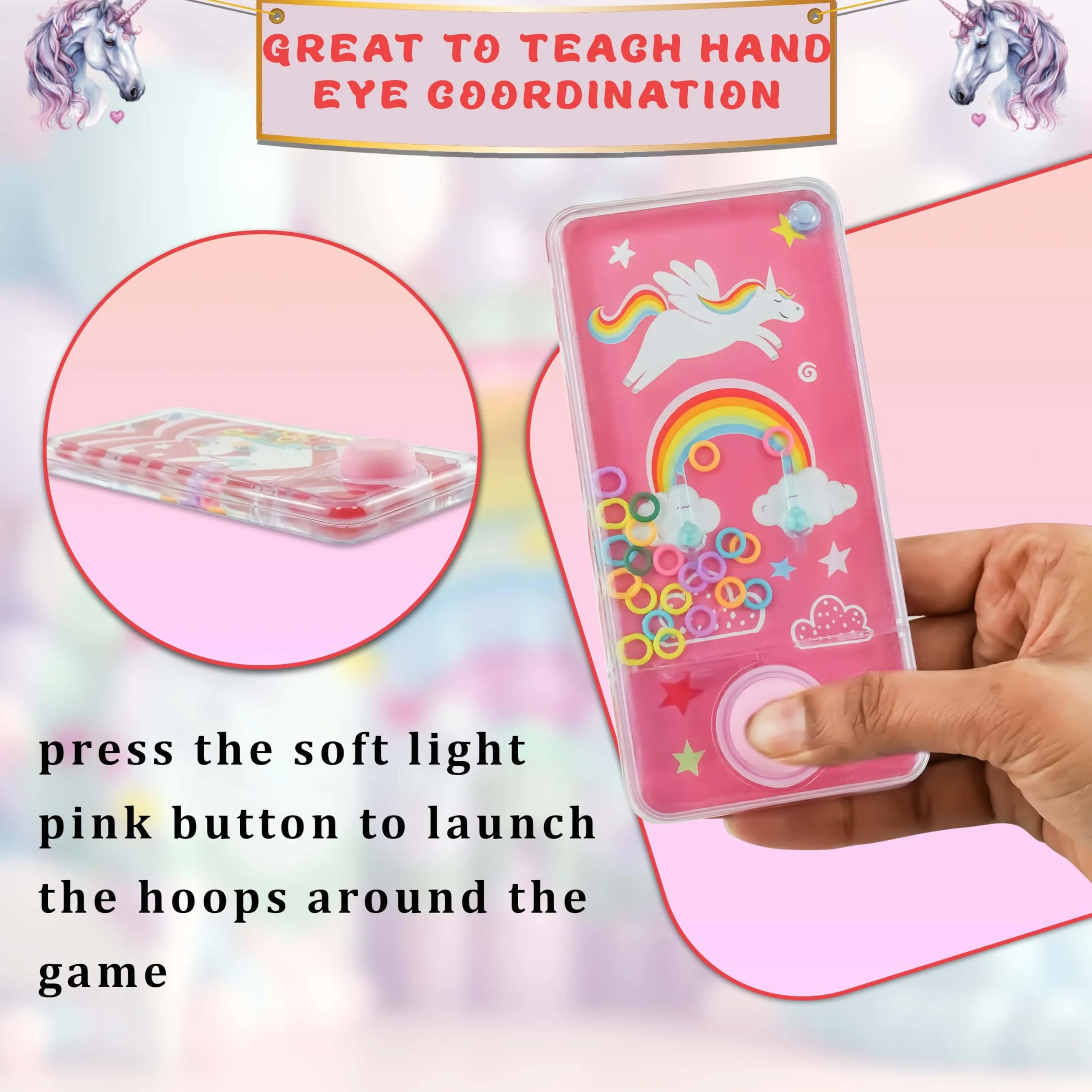 Jeu de Lancer d'Anneau d'Eau Portable 14 cm, Console de Jeu Rétro Arc-en-Ciel Aqua, Cadeau pour Enfants