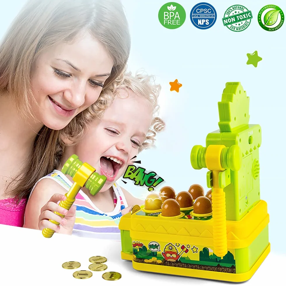 VATOS Marteau Jouet, Mini Banc d'Arcade Électronique avec 2 Marteaux, Jeu Éducatif pour Enfants 3-6 Ans
