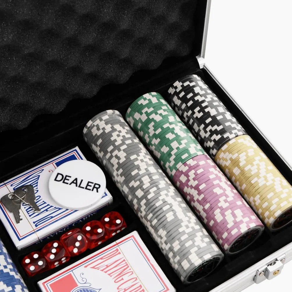 Jeu de jetons de poker dans une mallette en aluminium, 300 jetons de 11,5 g, 2 decks, 5 dés, bouton dealer et accessoires pour casino, tournoi, Texas Holdem, Blackjack et soirée de poker