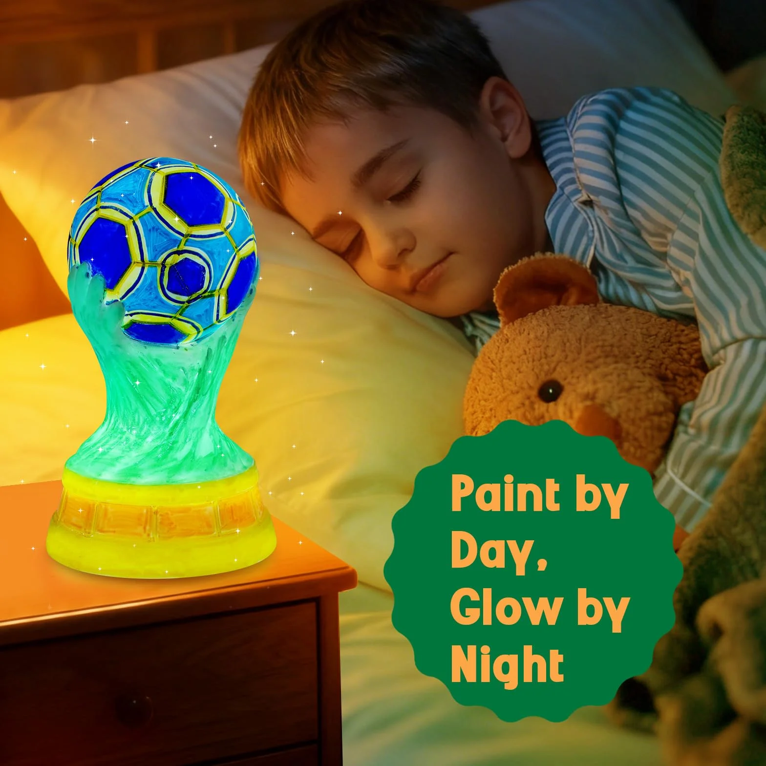 EPUMP Lampe Champion Football DIY Peinture Rechargeable 1200mAh 2 Modes Éclairage Enfants