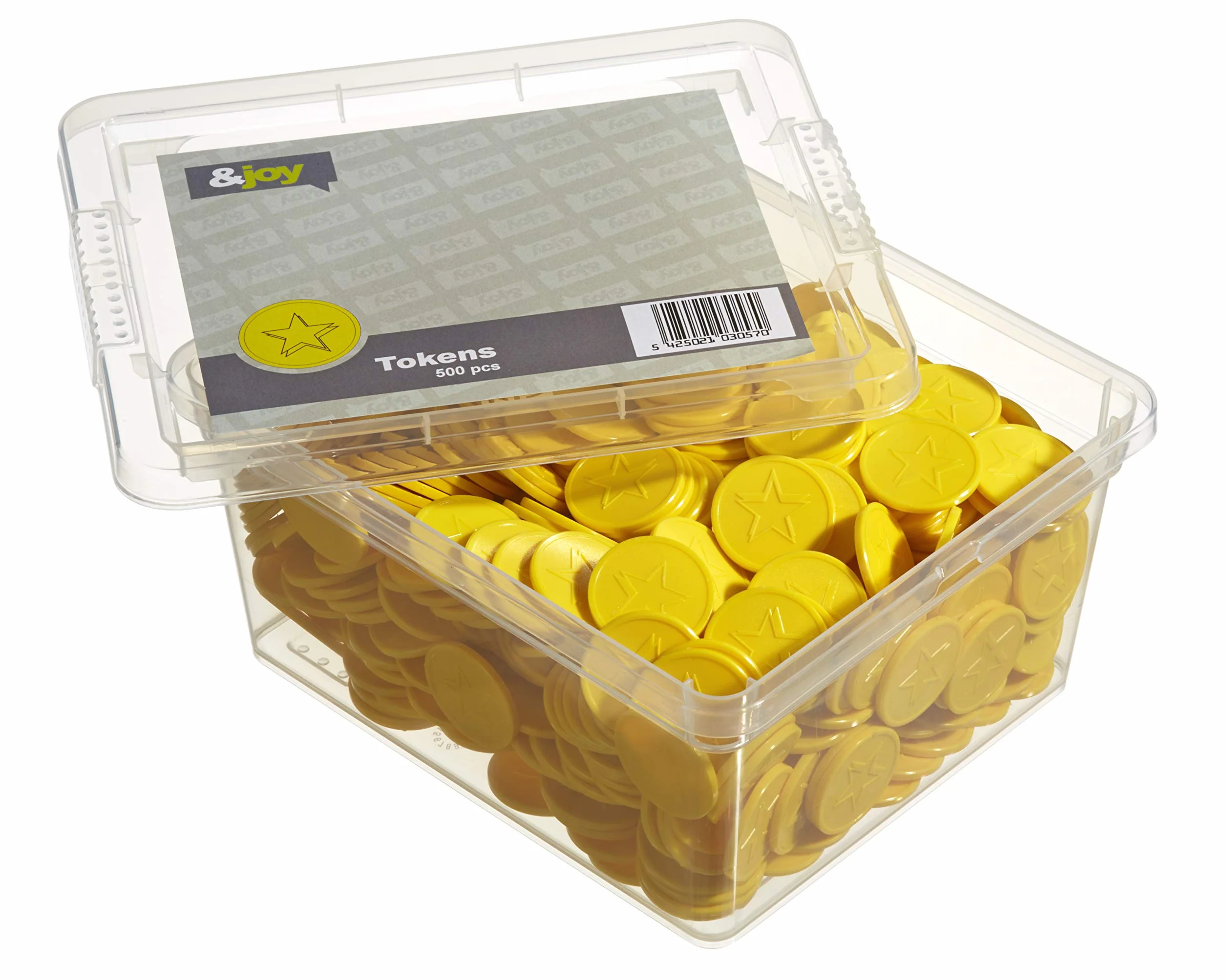 Joy Jetons Plastiques Gravés Etoile Jaune 500 pièces 29 mm