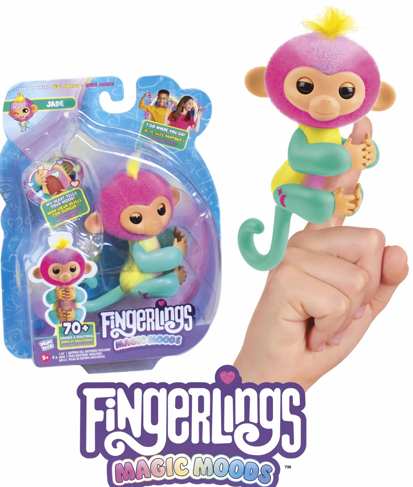 Lansay FINGERLINGS Magic Moods Jade Jouet Interactif 70 Sons Piles Incluses Dès 5 Ans