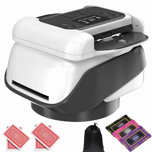 Mélangeur de cartes rechargeable - Distributeur rotatif à 360° pour jeux de cartes comme UNO, Blackjack et Texas Hold'em - Supporte jusqu'à 8 joueurs