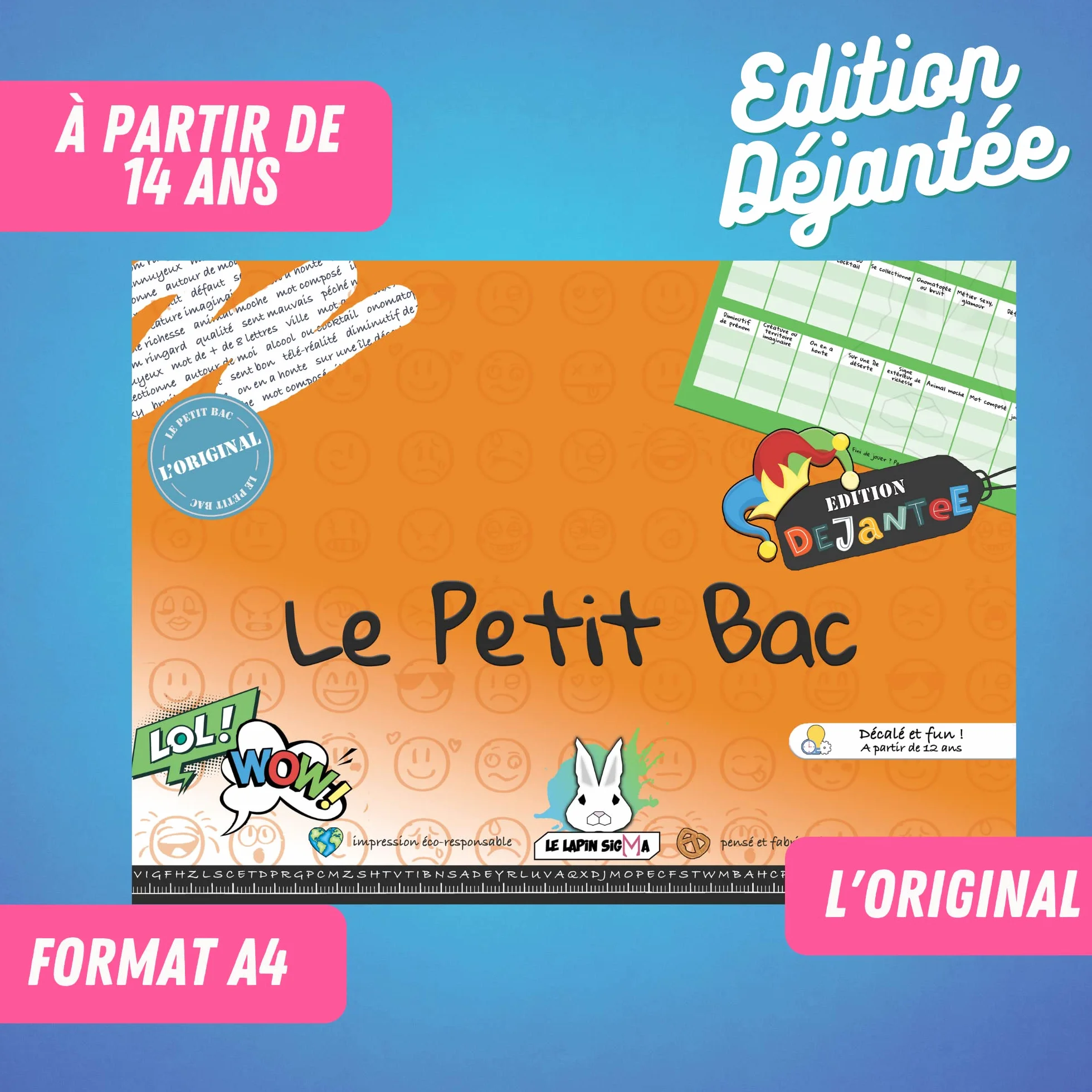 Jeu du Petit BAC - Edition Déjantée - Bloc 50 Pages - Jeu du baccalauréat