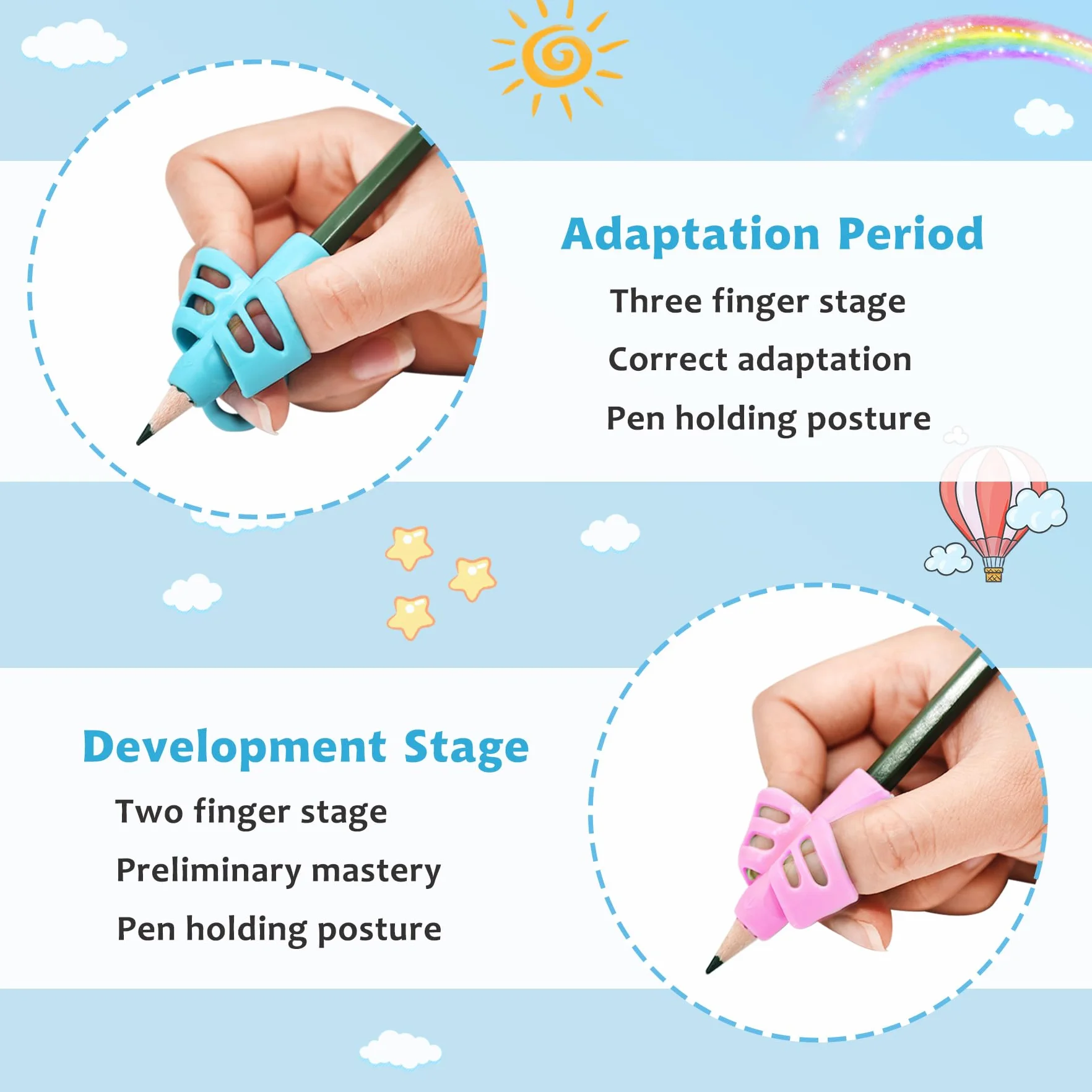 Lot de 20 poignées de crayon en silicone pour enfants, correction de posture