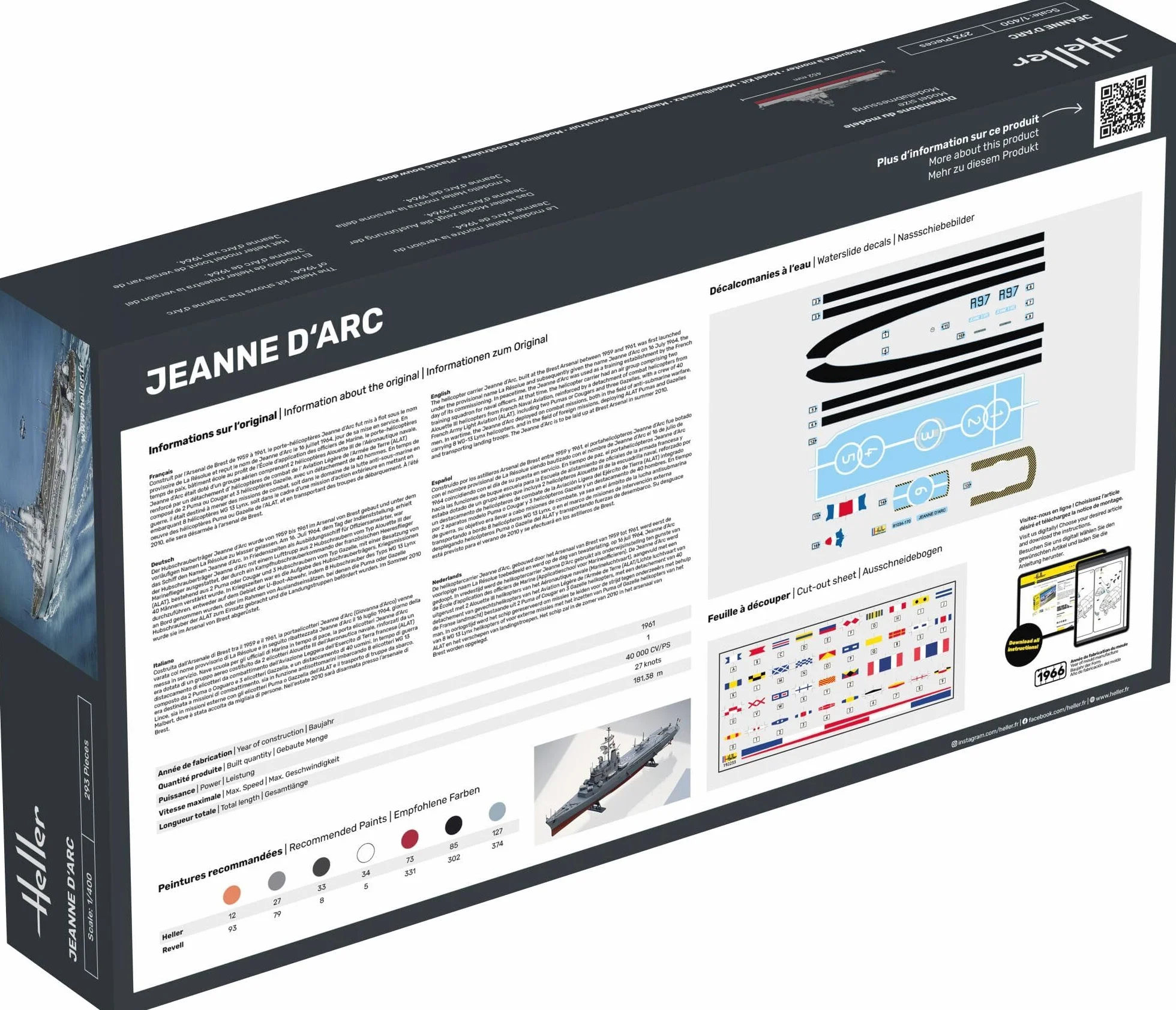 Heller Joustra Maquette Bateau Porte-Hélicoptères Jeanne d'Arc Starter Kit