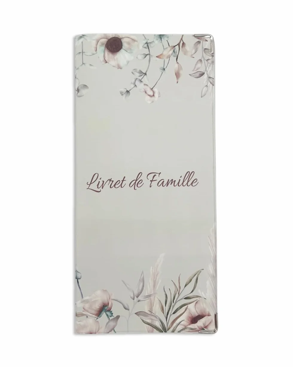 Nemau Étui Livret de Famille Protège-Livret Officiel Housse Gomme Expansée Format Mairie Fabriqué France Souple Imperméable Élégant Modèle Fleurs Bohèmes