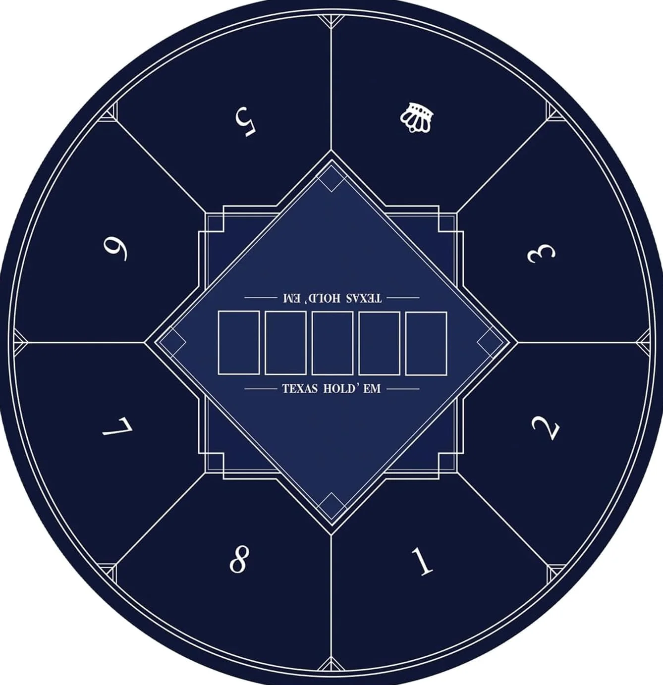 Tapis de Poker - Tapis de Jeu de Cartes Pliable for Table, Tapis de Poker Rond Portable for Texas Holdem, Table de Poker Pliable for 8 Joueurs avec Tapis imprimé Art déco(Blu,L)