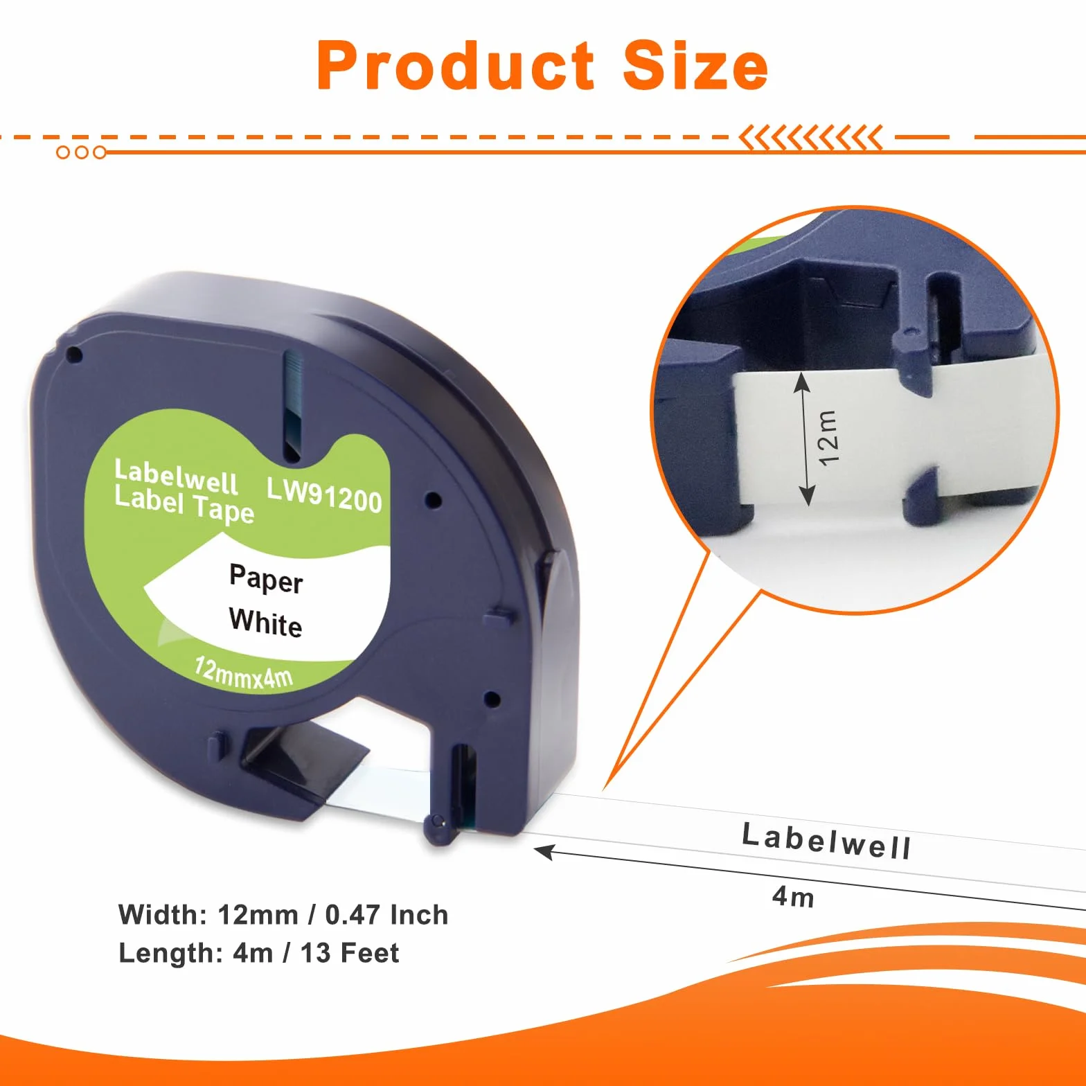 Labelwell 3x Compatible Ruban pour Étiqueteuse 12mm x 4m Noir sur Blanc pour Dynmo 200B XR Lt-100H