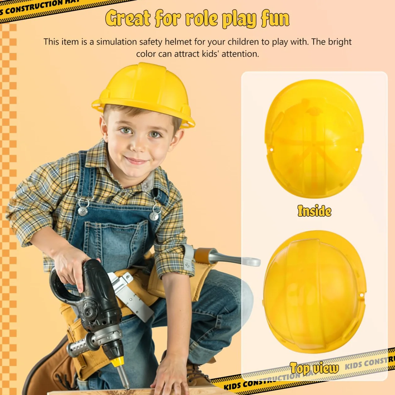 Gatuida 2 Pièces Casques de Construction Plastique pour Enfant Jeu de Rôle Fête Chantier