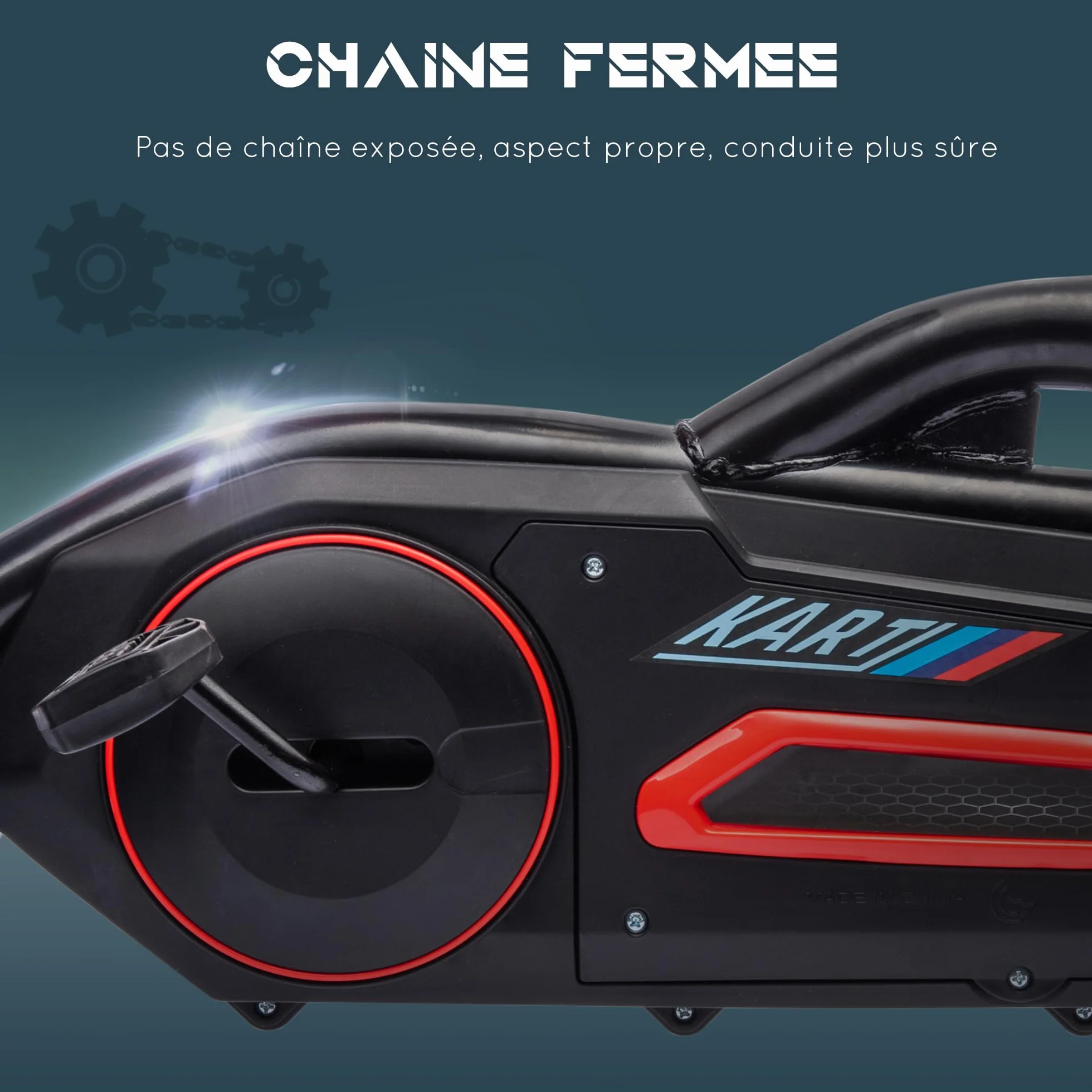 HOMCOM Kart à pédales pour Enfants, siège Ajustable 4 Positions, Roues EVA Silencieux, 100x58x58,5 cm, Rouge et Noir