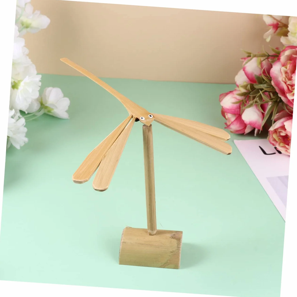 Jouet Libellule Stable en Bambou 2pcs HEMOTON, Jouet Éducatif Motricité pour Garçons et Filles