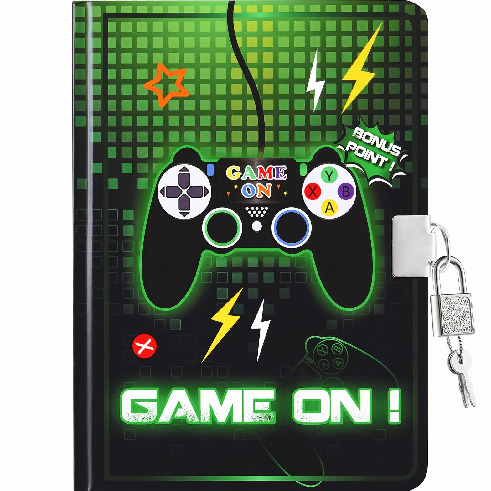 WERNNSAI Journal de Jeu pour Enfants - Cahier Lumineux A5 avec Cadenas et Clés Bloc-notes Ligné