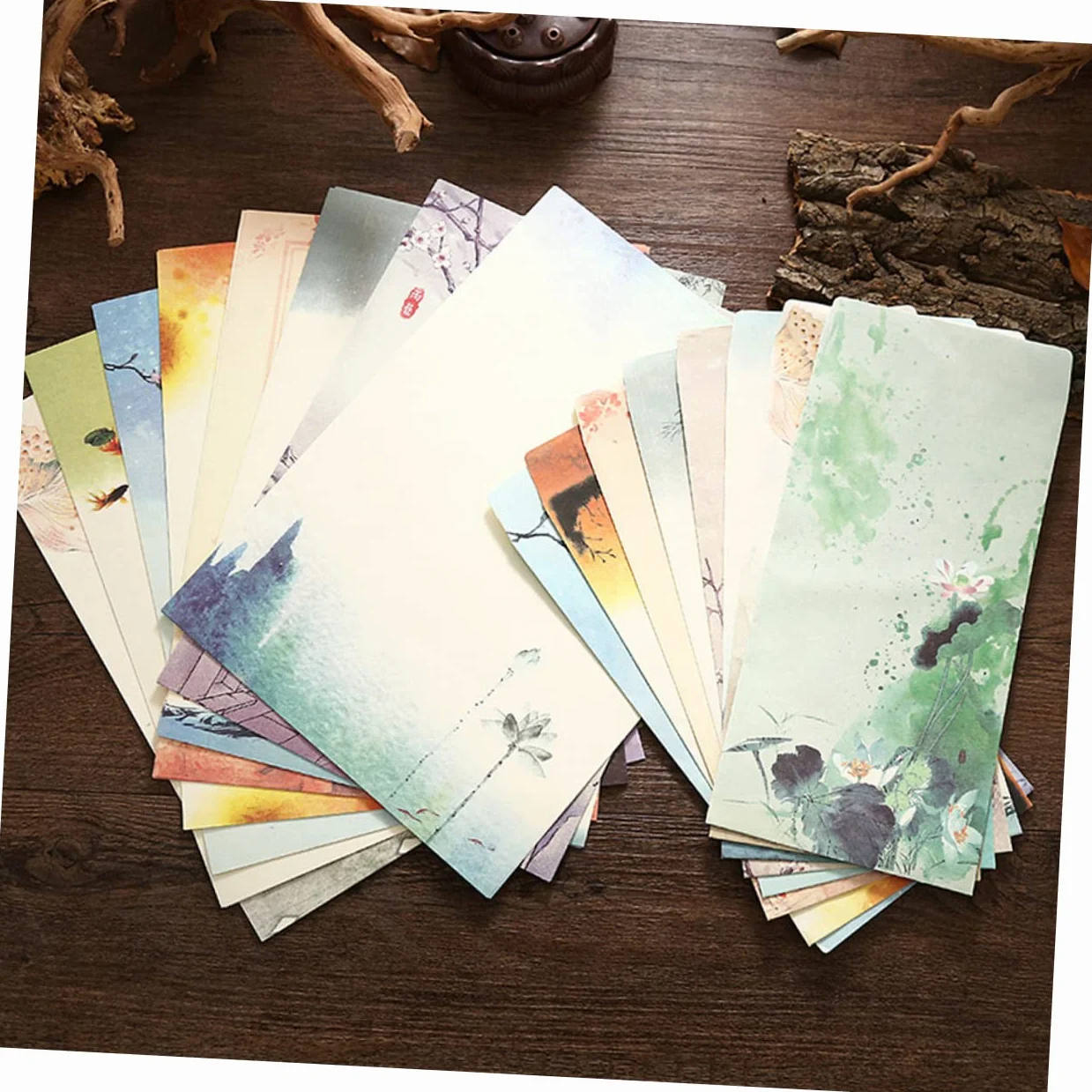 HOMSFOU Set de 12 Papier à Lettres et Enveloppes Style Chinois Motifs Imprimés