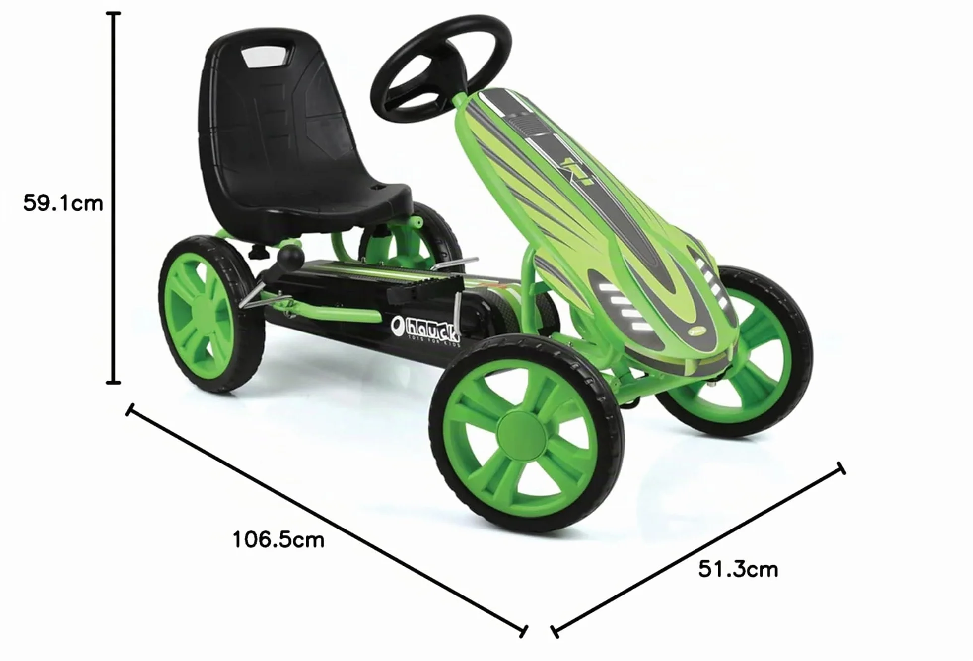 Hauck GoKart Speedster Kart à Pédales avec Frein à Main et Siège Baquet Réglable Vert 4-8 Ans