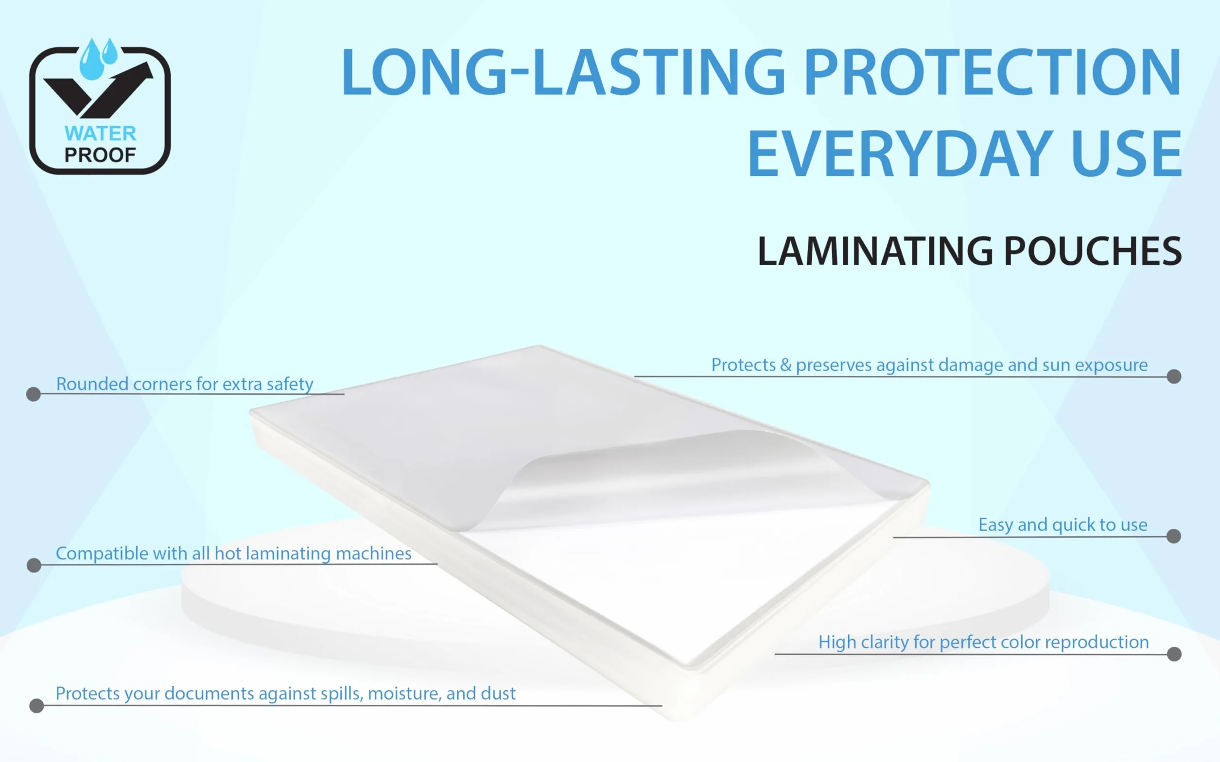 Pochettes de plastification brillantes A4 100 microns, Pack de 100