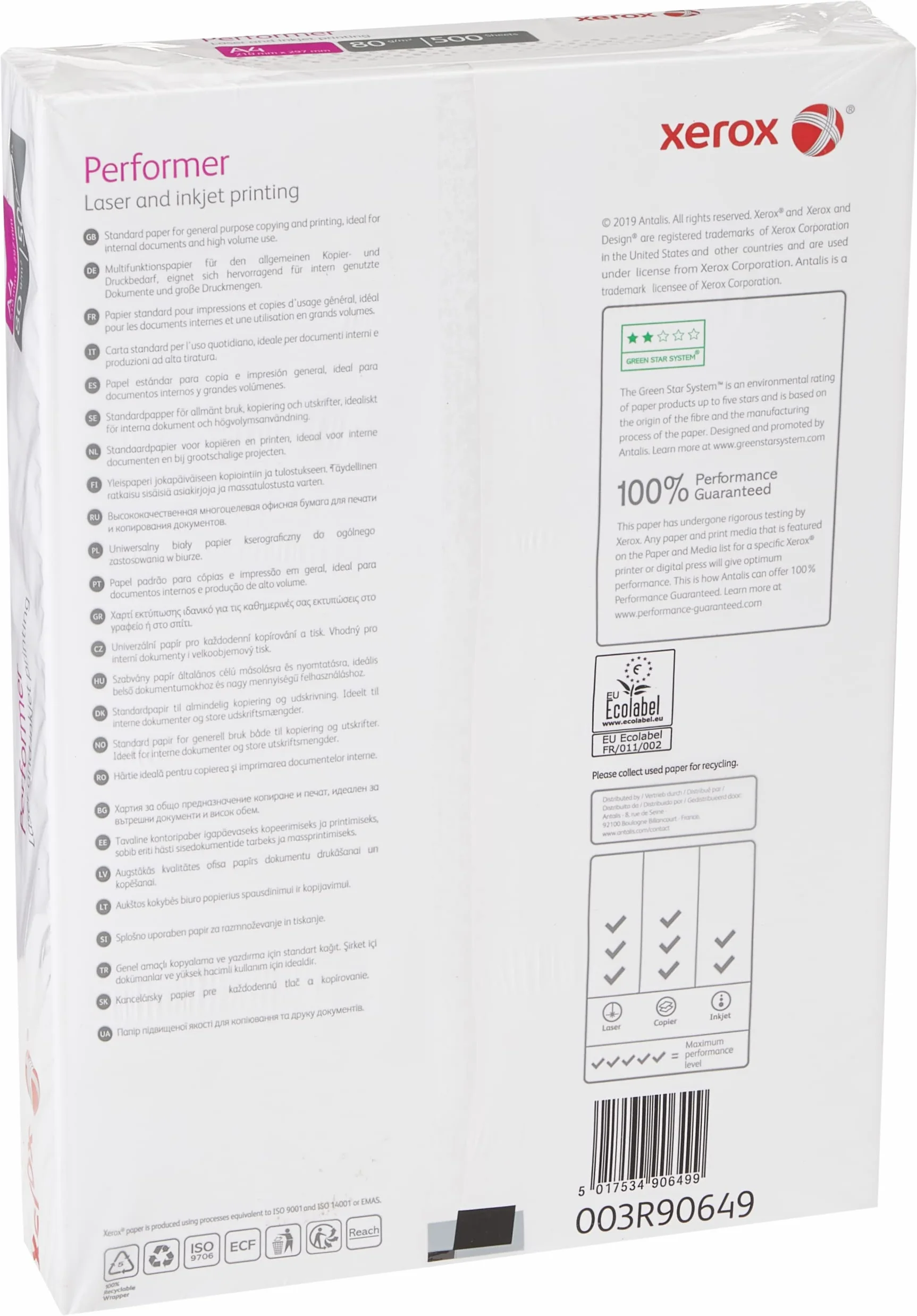 Xerox Performer 80 A4 Papier Blanc 500 feuilles