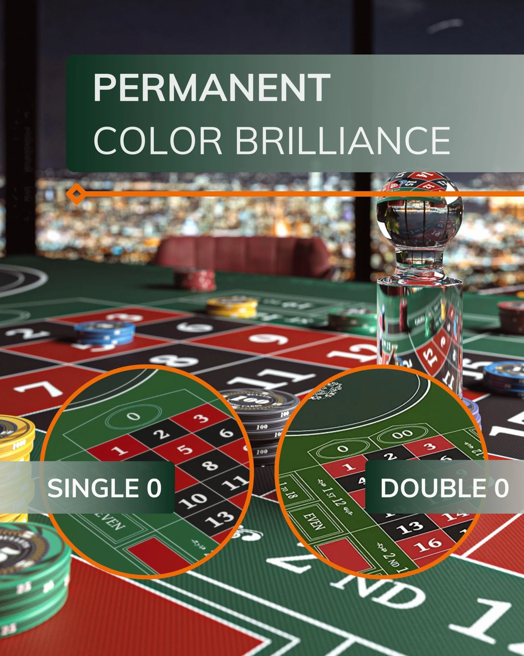 Bullets Playing Cards, Tapis de roulette, différentes tailles et variantes, disposition de roulette de style casino, durable, portable, double 0 à 190,5 x 89 cm, vert