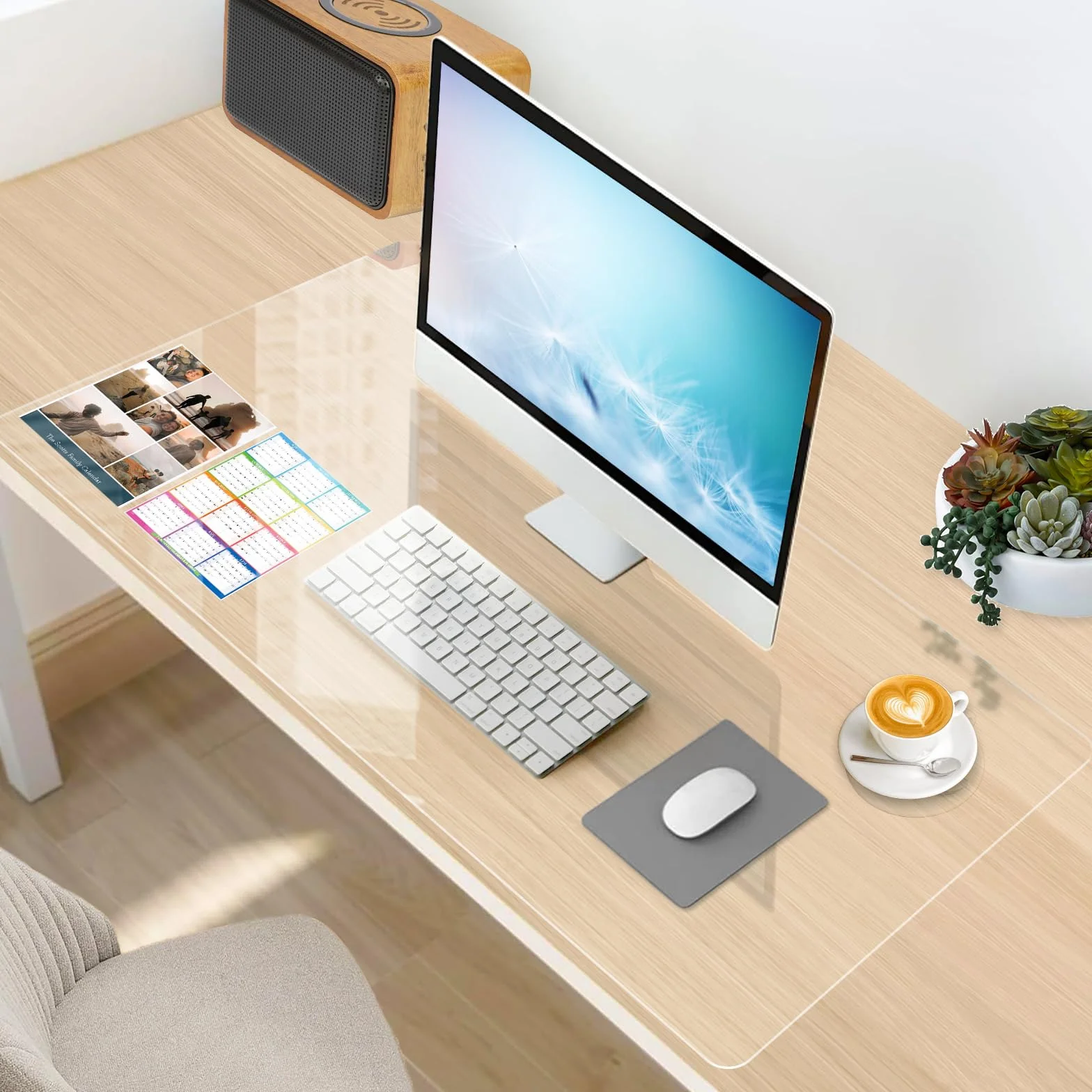 Tapis de Bureau Transparent 80 x 40 cm PVC Protection Bureau Antidérapant Résistant à la Chaleur