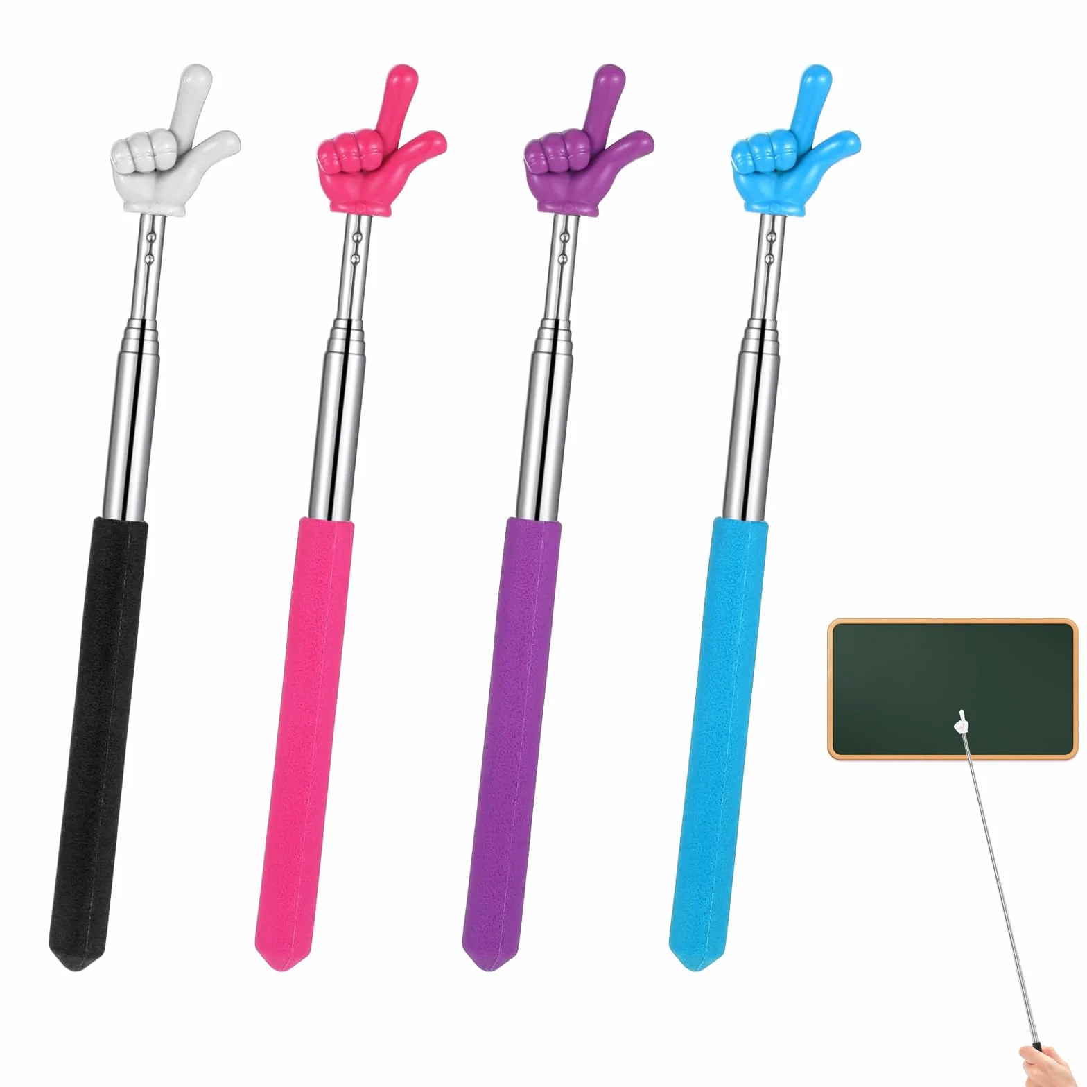 Pointeur Télescopique Extensible 4 PCS pour Enseignants Salle de Classe Présentations Tableaux Blancs