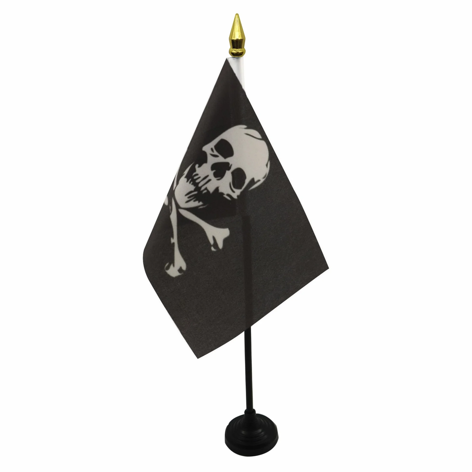 AZ FLAG Mini Drapeau Pirate tête de mort 15x10 cm Drapeau Corsaire 100% Polyester Hampe Pointe Dorée 25cm